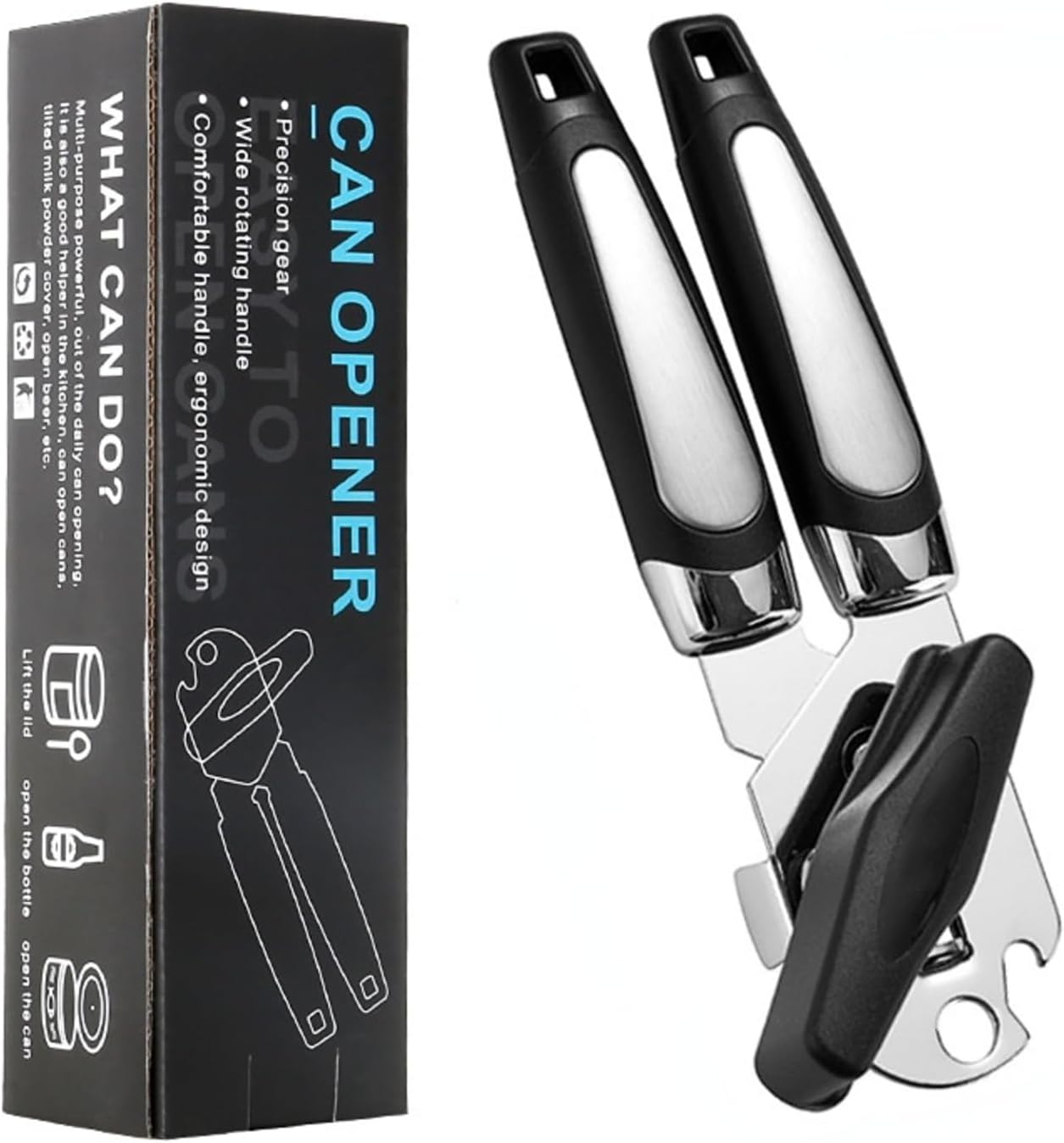 Can Opener Manual, Stainless Steel Handheld Heavy Duty Can Opener, Sharp Blade Smooth Edge, Comfortable Handle, Can Openers with Multifunctional Bottle Opener image number 6