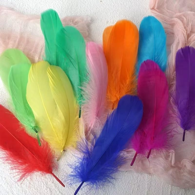 Liuliu Rabbit Colorful Goose Feathers for Crafts - 150Pcs 6-8Inch Craft Colored Feathers for DIY Crafts,Angel Wings,Dream Catcher and Wedding Party Decor image number 2