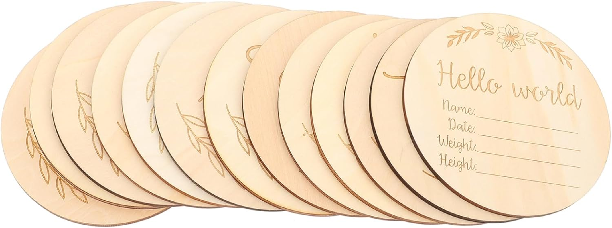 UPKOCH 13Pcs Milestone Cards Durable Wooden Photo Props for Newborns Monthly Growth Announcements Keepsake for Parents and Photo Sessions image number 2