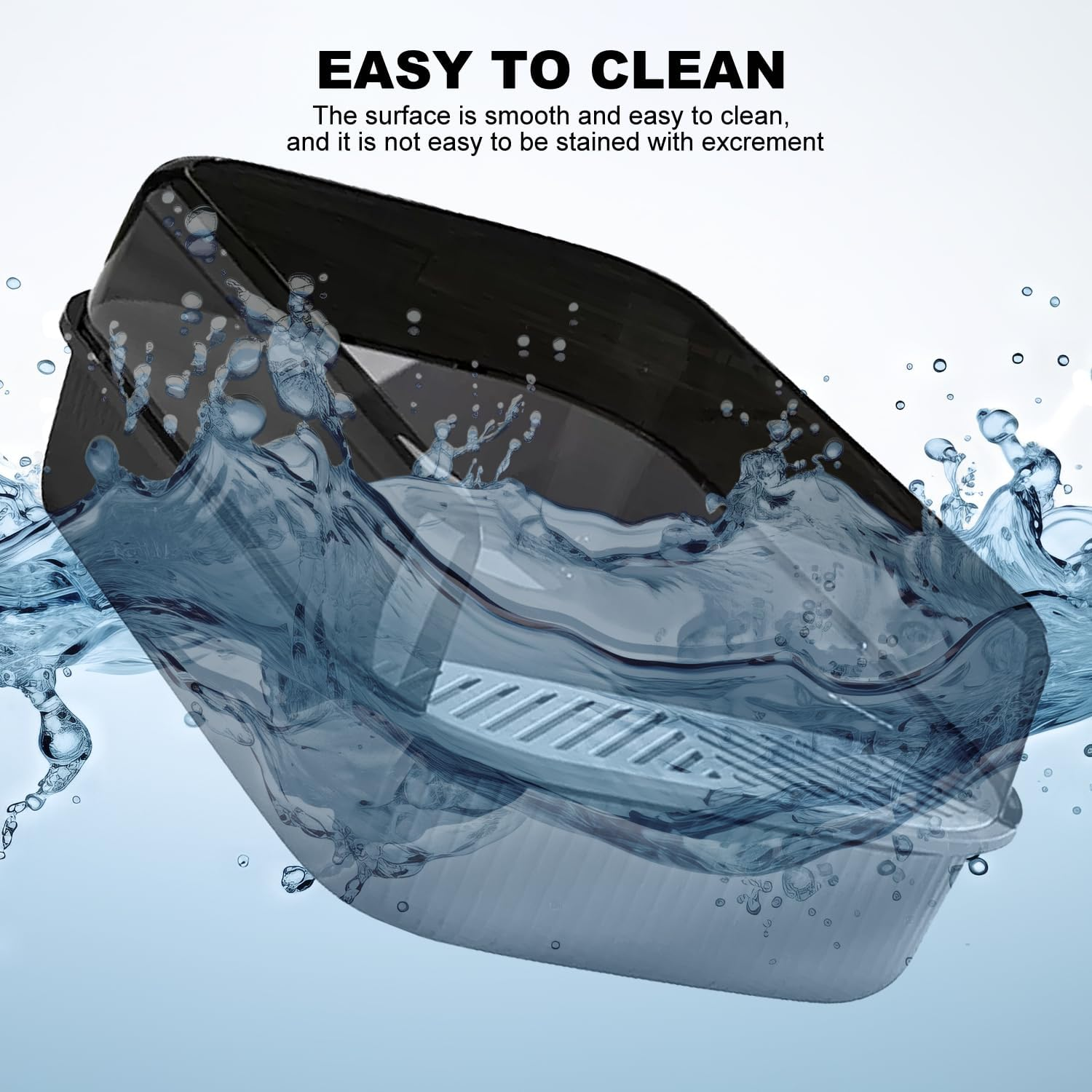 Cat Litter Tray, 50X34X18Cm with Free Scoop, Semi-Closed Plastic Cat Litter Pan Top Entry Cat Litter Box, Suitable for Large Cat, Drawer Type Anti-Splashing Cat Toilet with Large Capacity (Grey, L) image number 5