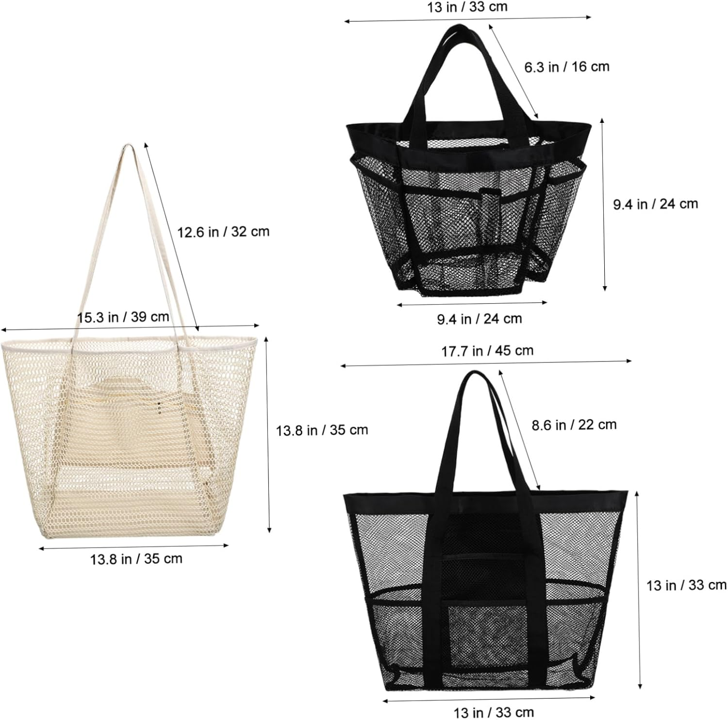 GLSTOY 3Pcs Large Mesh Beach Bag for Women Travel Tote Swim Gear Pouch for Beach Vacation Picnic and Outdoor Activities