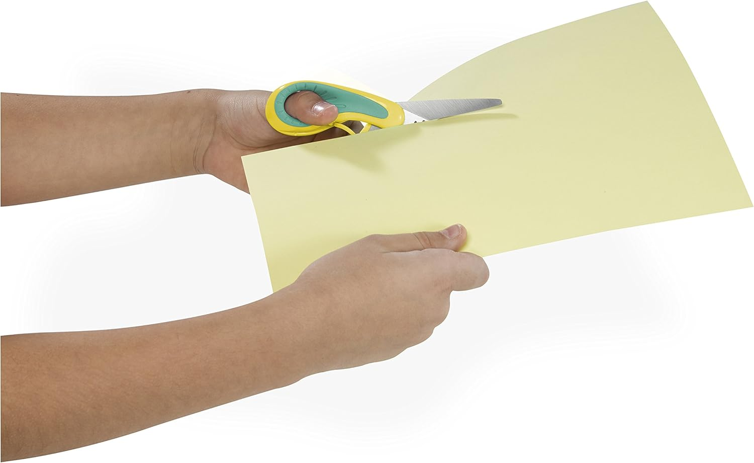 Westcott E-22003 00 Ergo JR. Lefty Ergonomic Children'S Scissors for Left-Handed Users, 5.3 Cm Steel Blade, Soft Grip Handle, Green/Yellow, 13.3 Cm image number 1