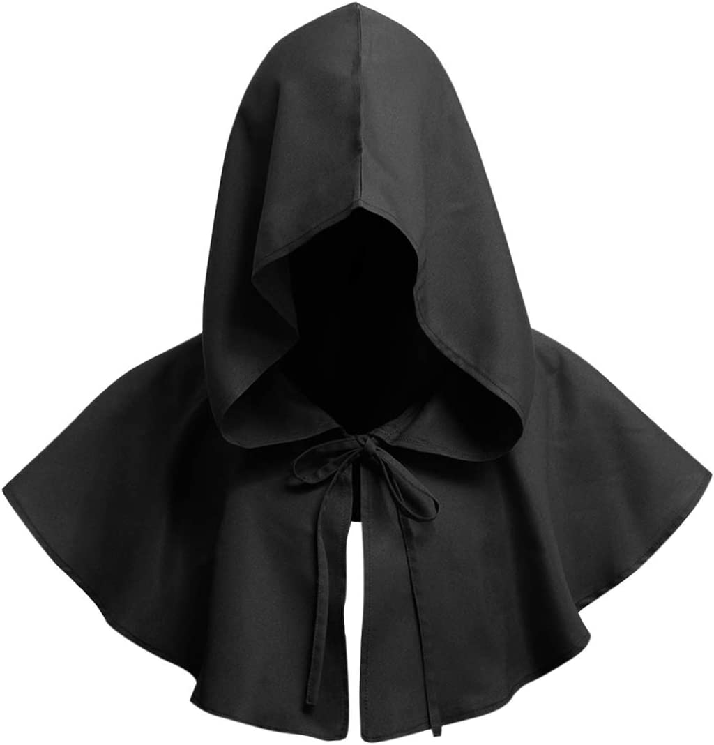 DQCUTE Halloween Grim Cowl Cloak Medieval Wicca Pagan Hood Hat Cosplay Costumes Hooded Poncho for Men Women
