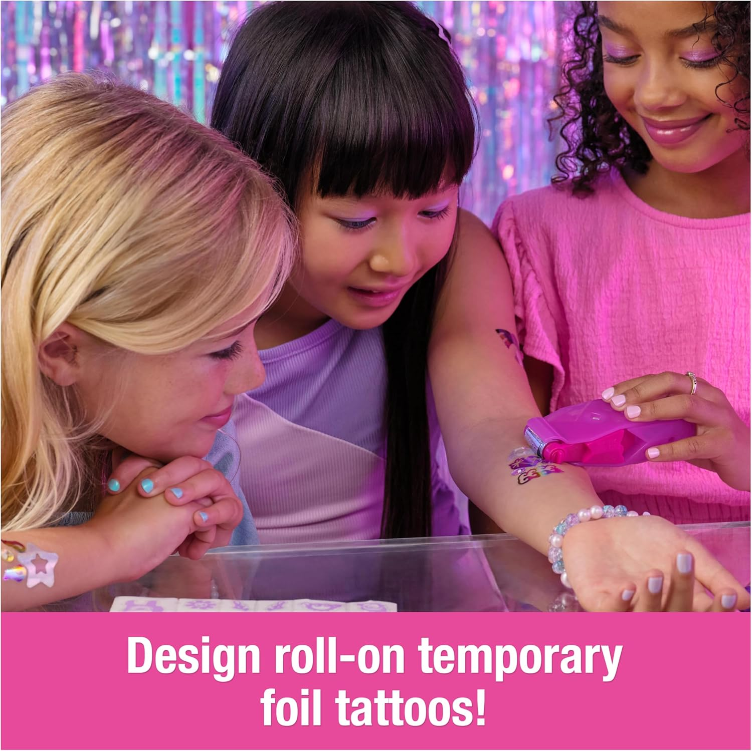 Cool Maker, Shimmer Me Body Art with Roller, Jewels & 3 Foils, 135 Metallic Temporary Tattoo Designs, Arts and Crafts Kids Toys for Girls Ages 7+ image number 2