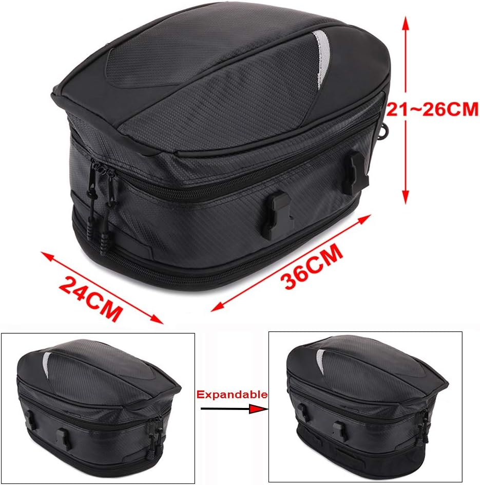 Motorcycle Seat Bag/Tail Bag Saddlebags Waterproof Luggage Bag Multifunctional PU Leather Motorbike Helmet Bag Storage Bag Riding Backpack,18.5 Liters image number 2