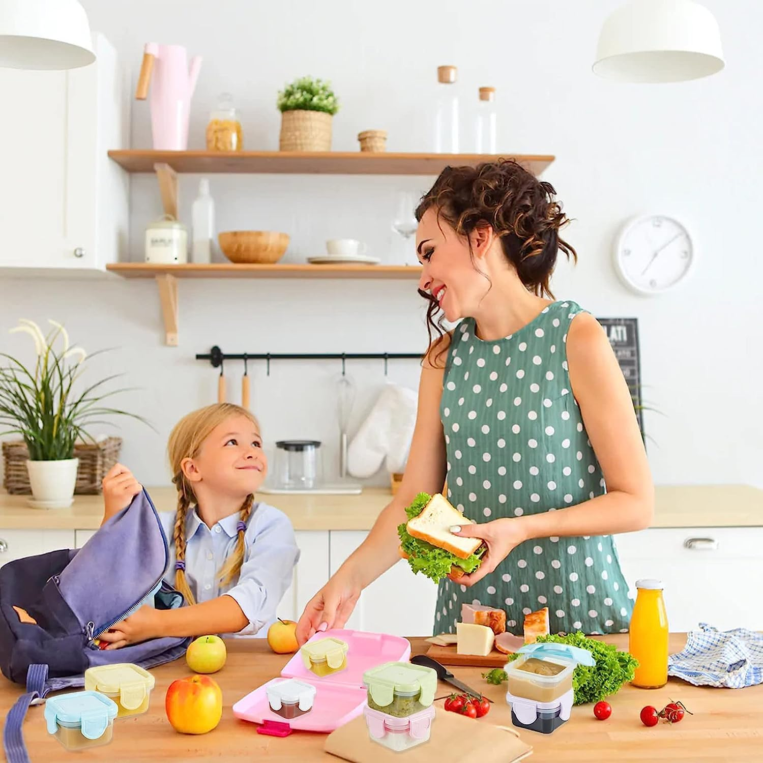 Mini Food Storage Containers, 6Pcs Salad Dressing with Leakproof Lids, Small Plastic Condiment, Mini Freezer Storage for Lunch Box