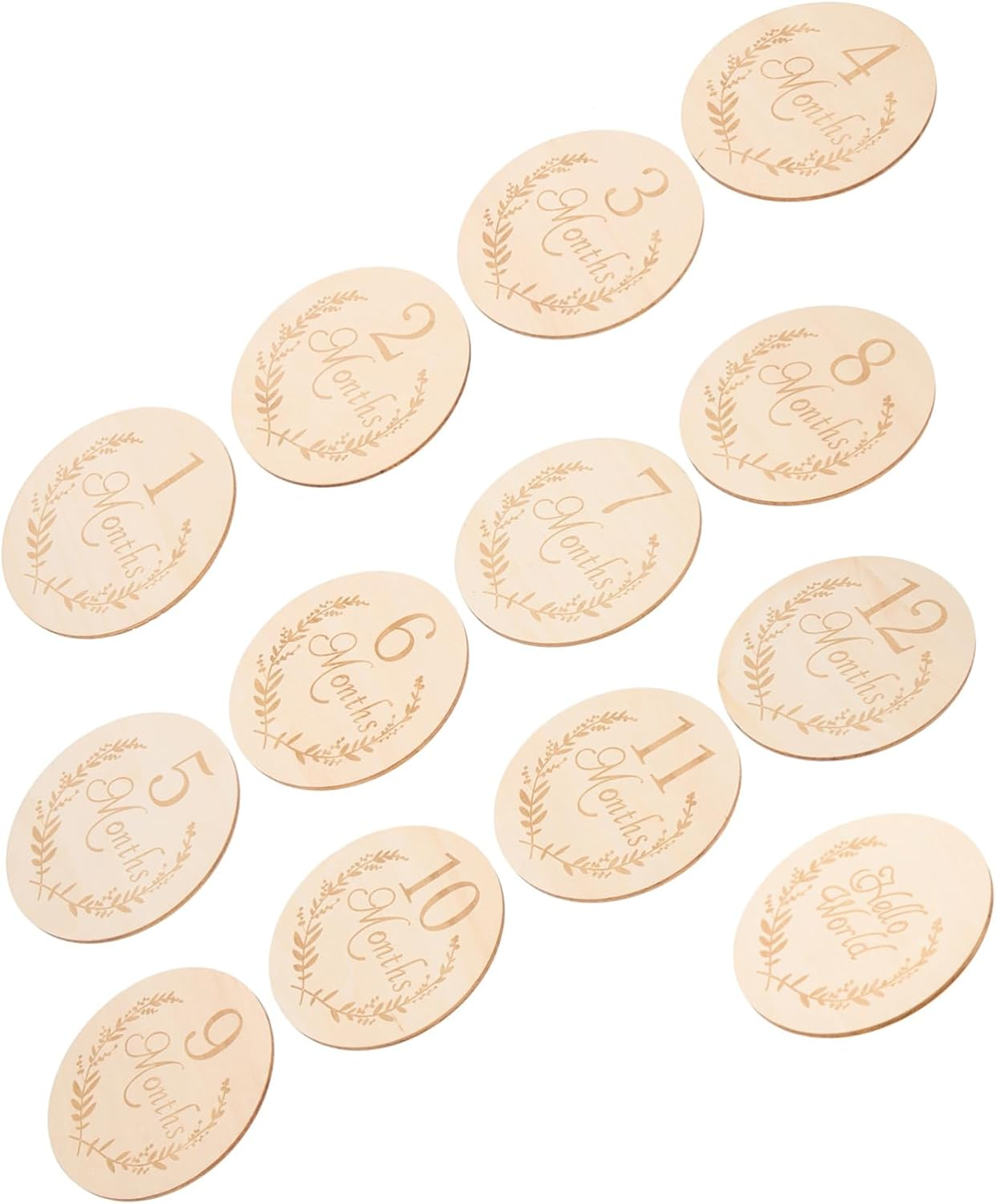 HOODANCOS 13Pcs Wooden Discs Monthly Cards Milestone Cards Photo Props for Nursery Decor and House Decoration Items