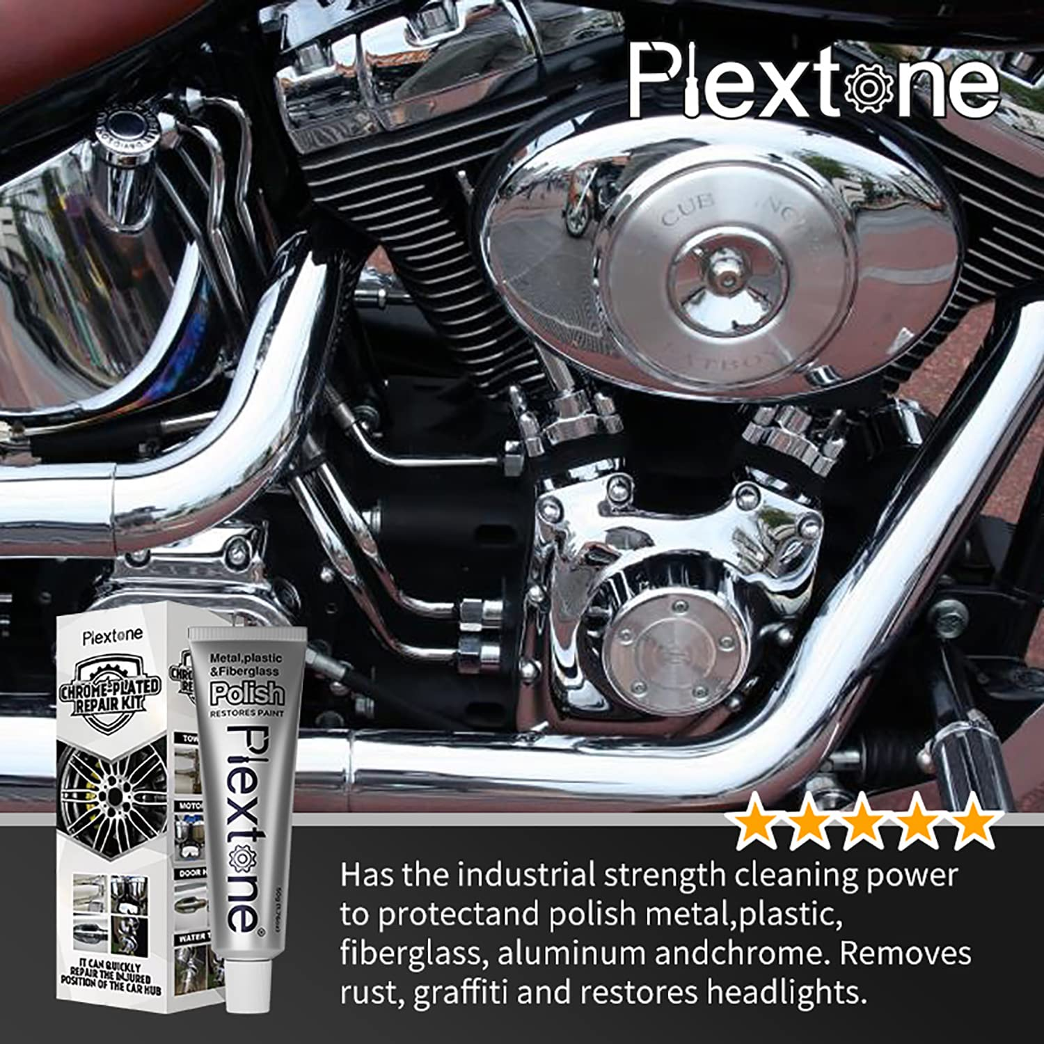 Plextone Metal Polish Paste for Home, Bike, Boat and Car Cleaning, Alloy Wheel Cleaner, Rust Remover for Metal, All-Purpose Metal Cleaner 50Ml Tube (S311) image number 3