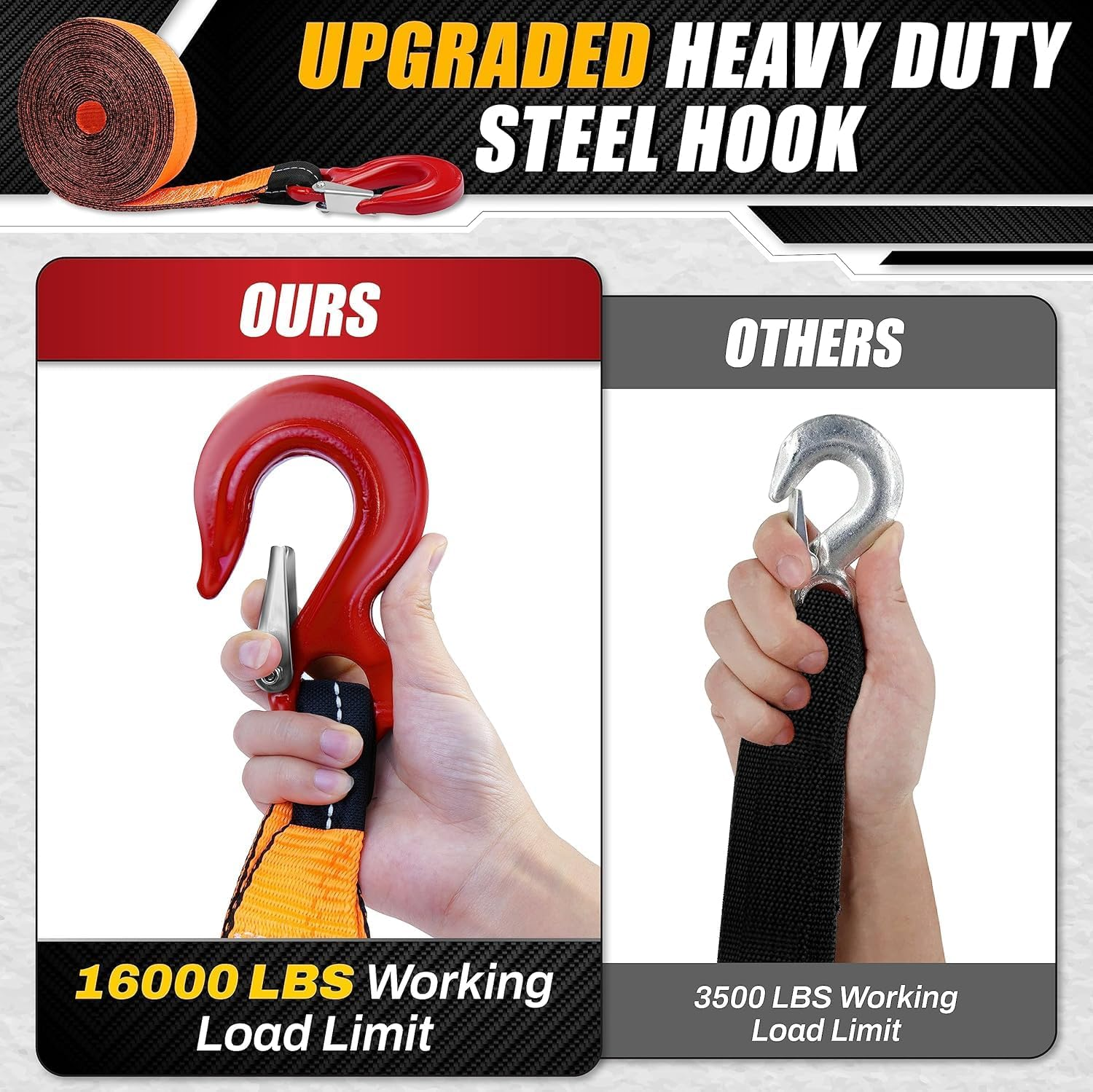 [Premium] Boat Trailer Winch Strap with Supper Steel Hook, 15000 LBS Break Strength, Two Layers Winch Strap, Winch Pulley Strap for Boat Trailer Replacement, Towing Vehicles & Boat Accessories 2"X20' image number 5