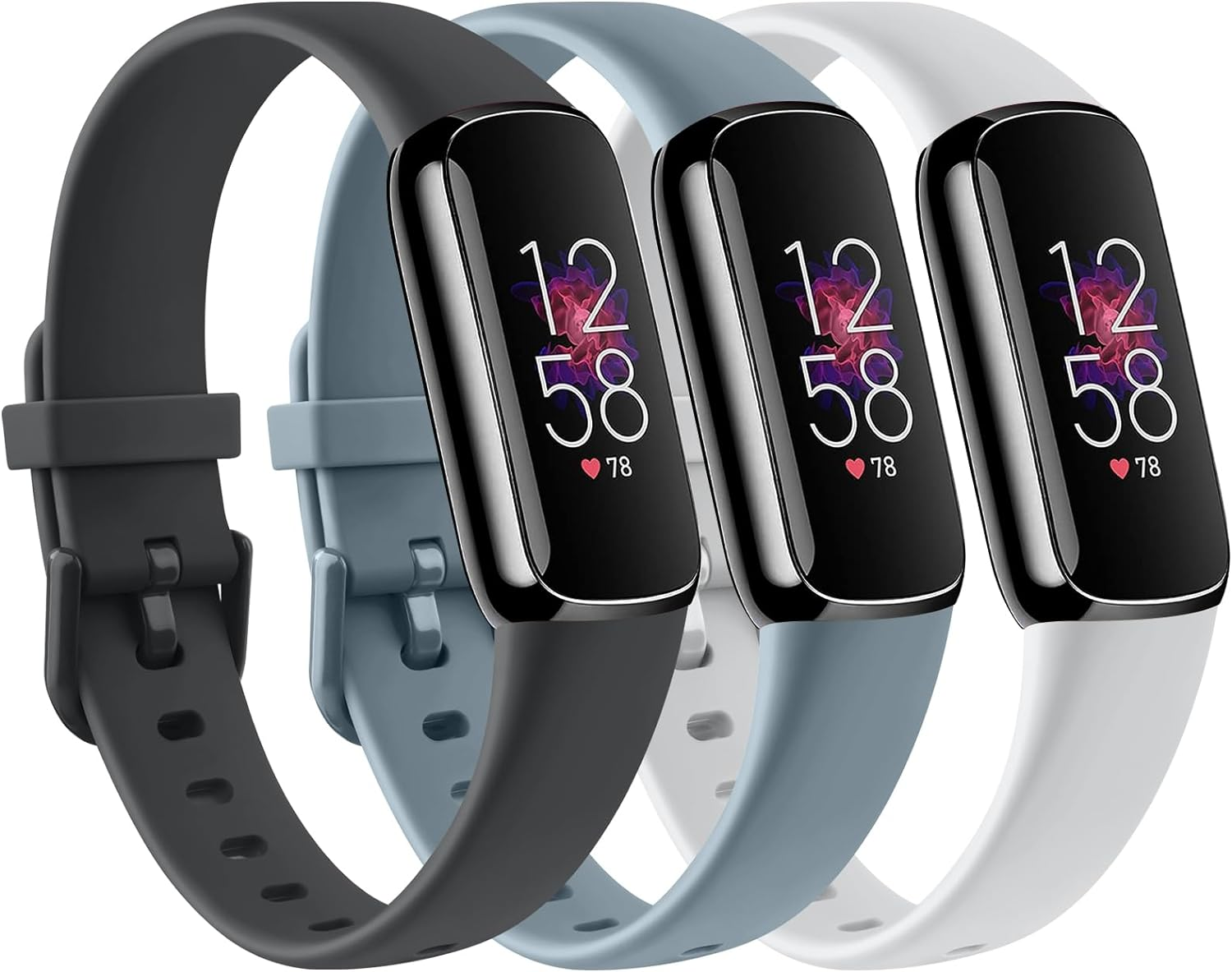 [3 Pack]Sport Bands for Fitbit Luxe Bands Women Men, Soft Classic TPU Small Large Adjustable Comfortable Replacement Strap Wristbands for Fitbit Luxe/Luxe Special Edition Fitness Tracker