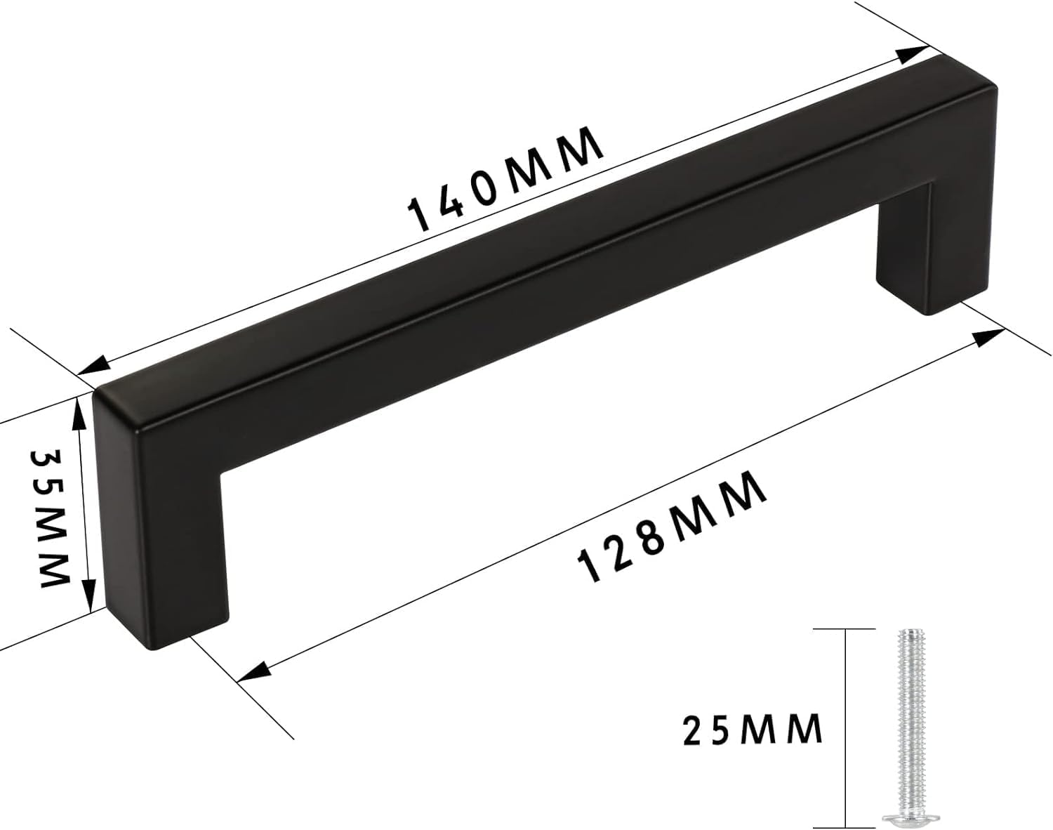 Fiabgum 5 Inch Drawer Handles Kitchen Cabinet Handles Black Drawer Pulls Kitchen Cabinet Hardware Kitchen Handles Matte Black Cabinet Pull,10Pcs Furniture Handles Black 128 Mm image number 3