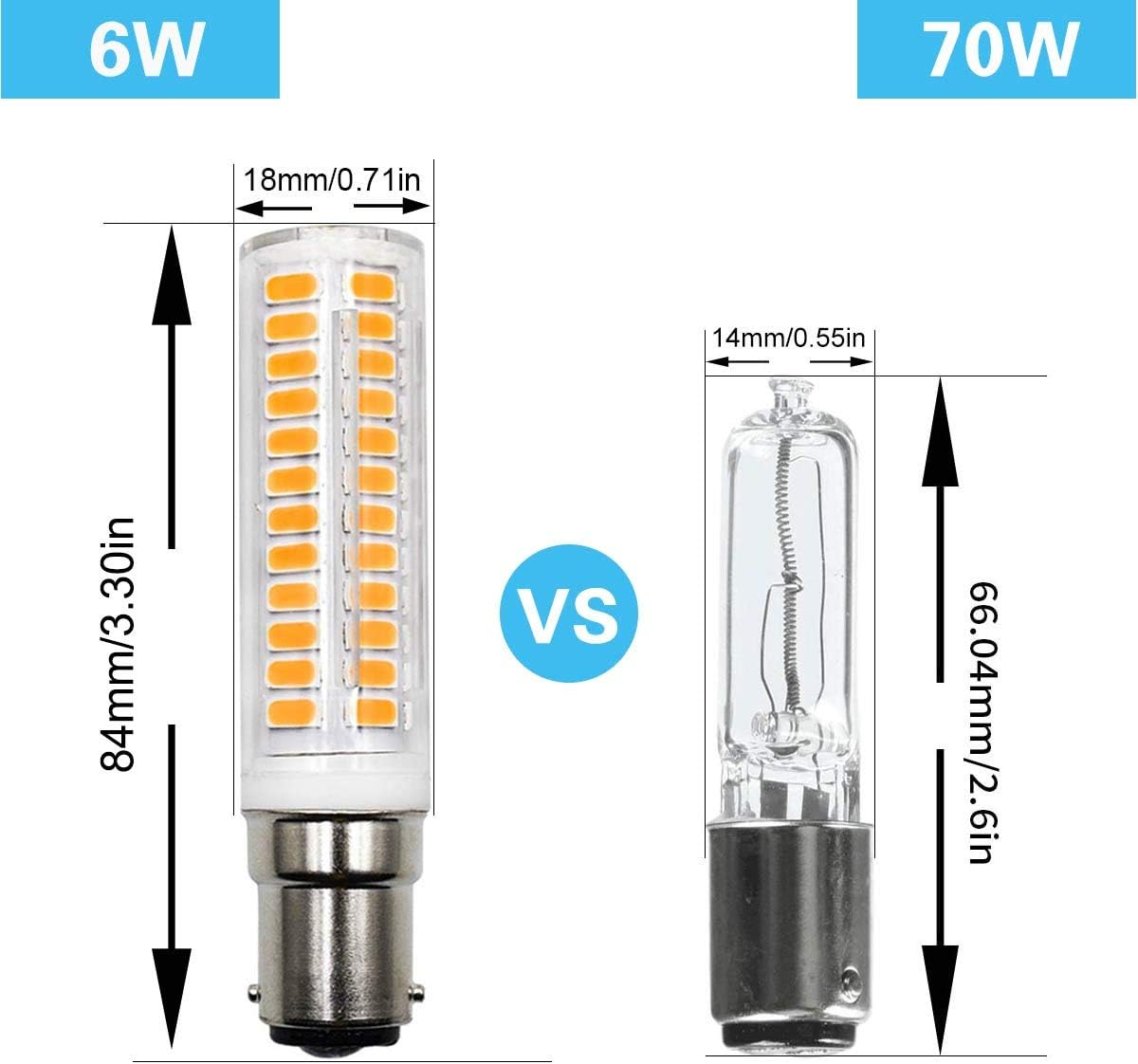 Dimmable B15D LED Bulbs, No Flickering, 6 W, Replaces 60-75 W, Halogen Bulbs, Warm White, 3000 K, 650 Lumens, 360&deg; Beam Angle, AC 220-240 V (Pack of 2) image number 3