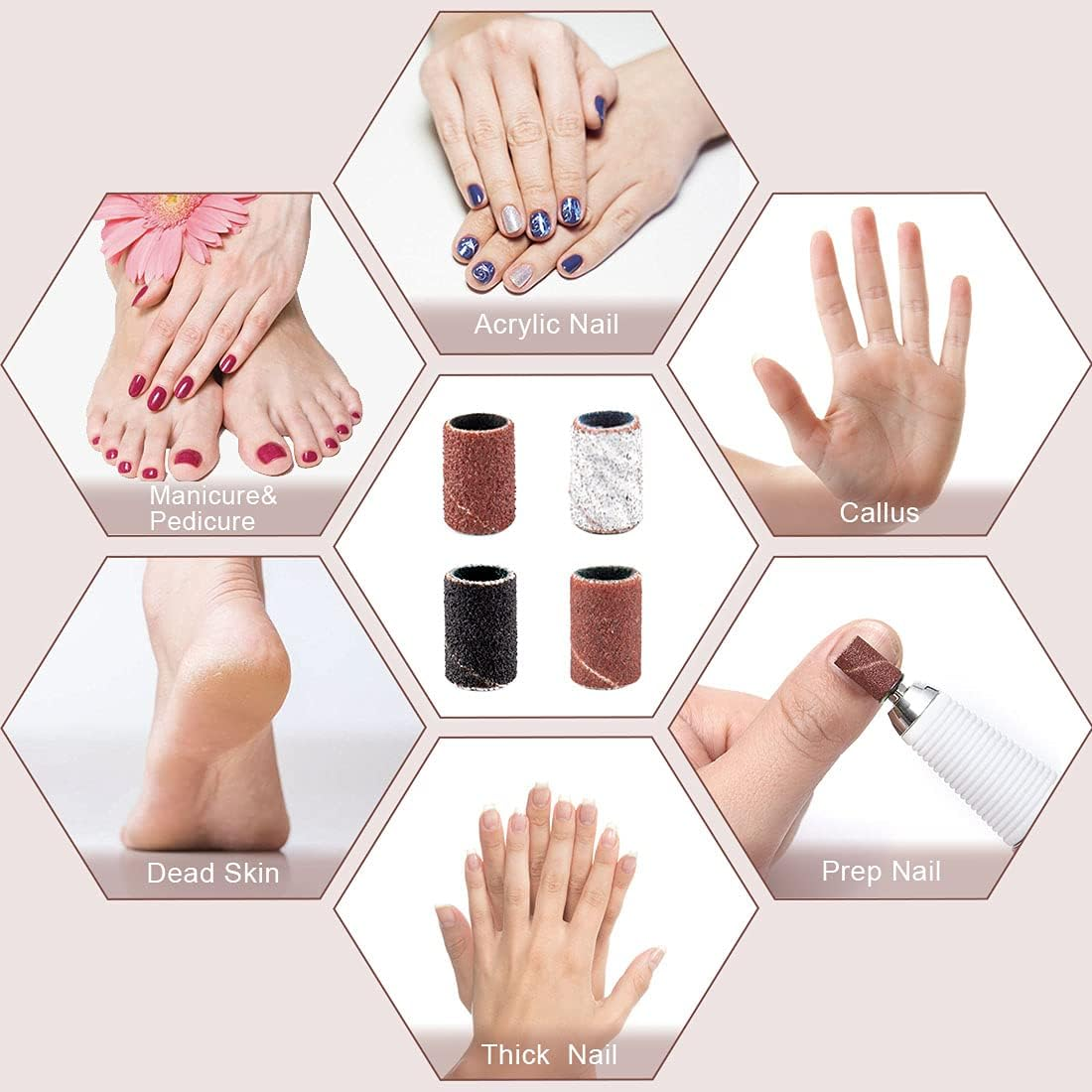 Rolybag Sanding Bands for Nail Drill Portable Nail Strap Set 3 Color Coarse Fine Grit Efile Sand Set 80#120#180#240#,2 Pieces 3/32 Inch Nail Drill Bits for Manicures and Pedicures image number 2