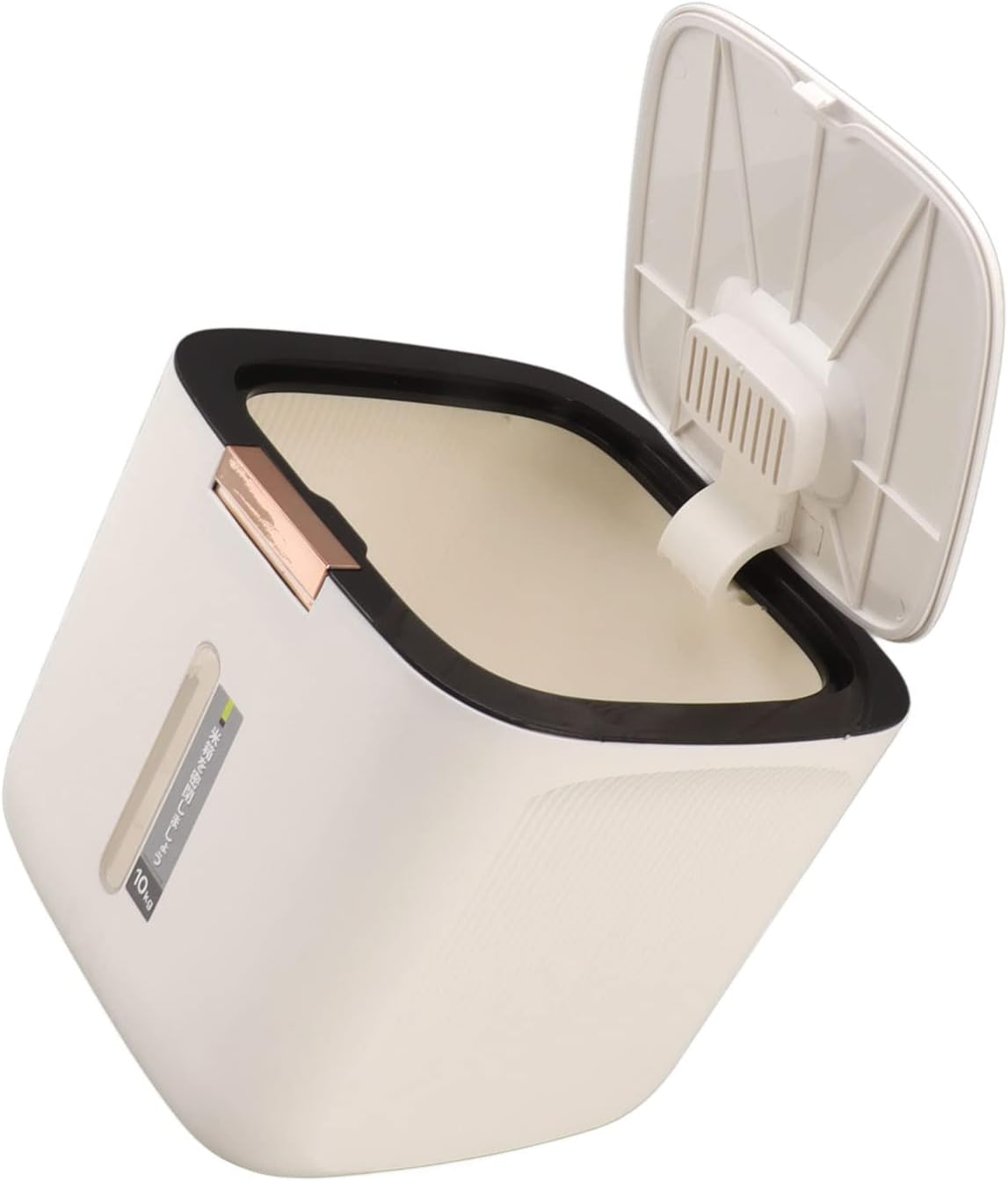 Airtight Rice Storage Container 22.0Lb Capacity Food Grade PP Thickened Sealed Grain Storage Drum with Measuring Cup and Lid - Kitchen Storage & Organisation (Black) image number 6