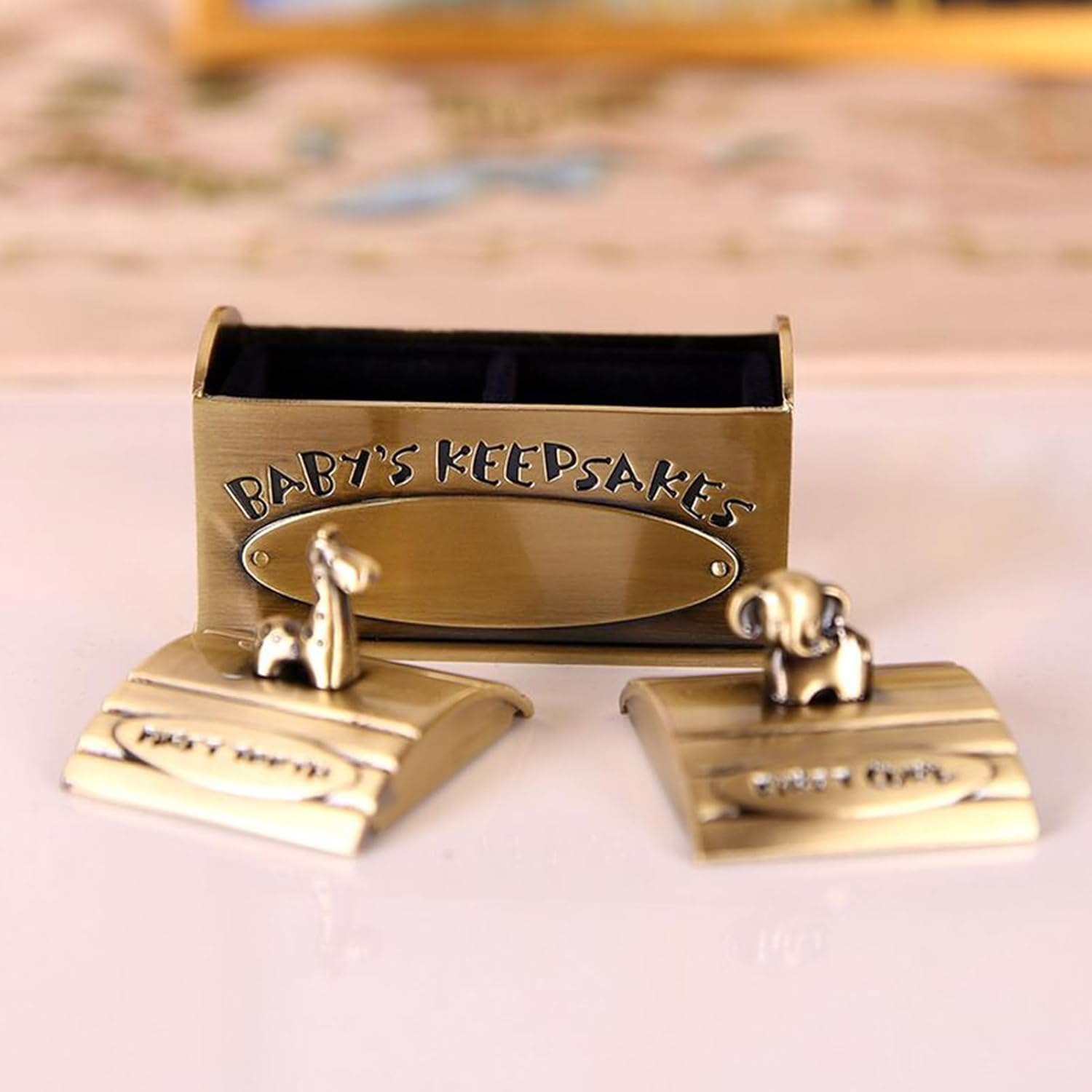 Tooth Keepsake Box - 6.2X3.5X4.7Cm Adorable Animal Design Teeth Keepsake Box Zinc Alloy - Luxurious Elegant Memory Tin for Children Toddler Girls Baby Kid Birthday Shower - Gold image number 5