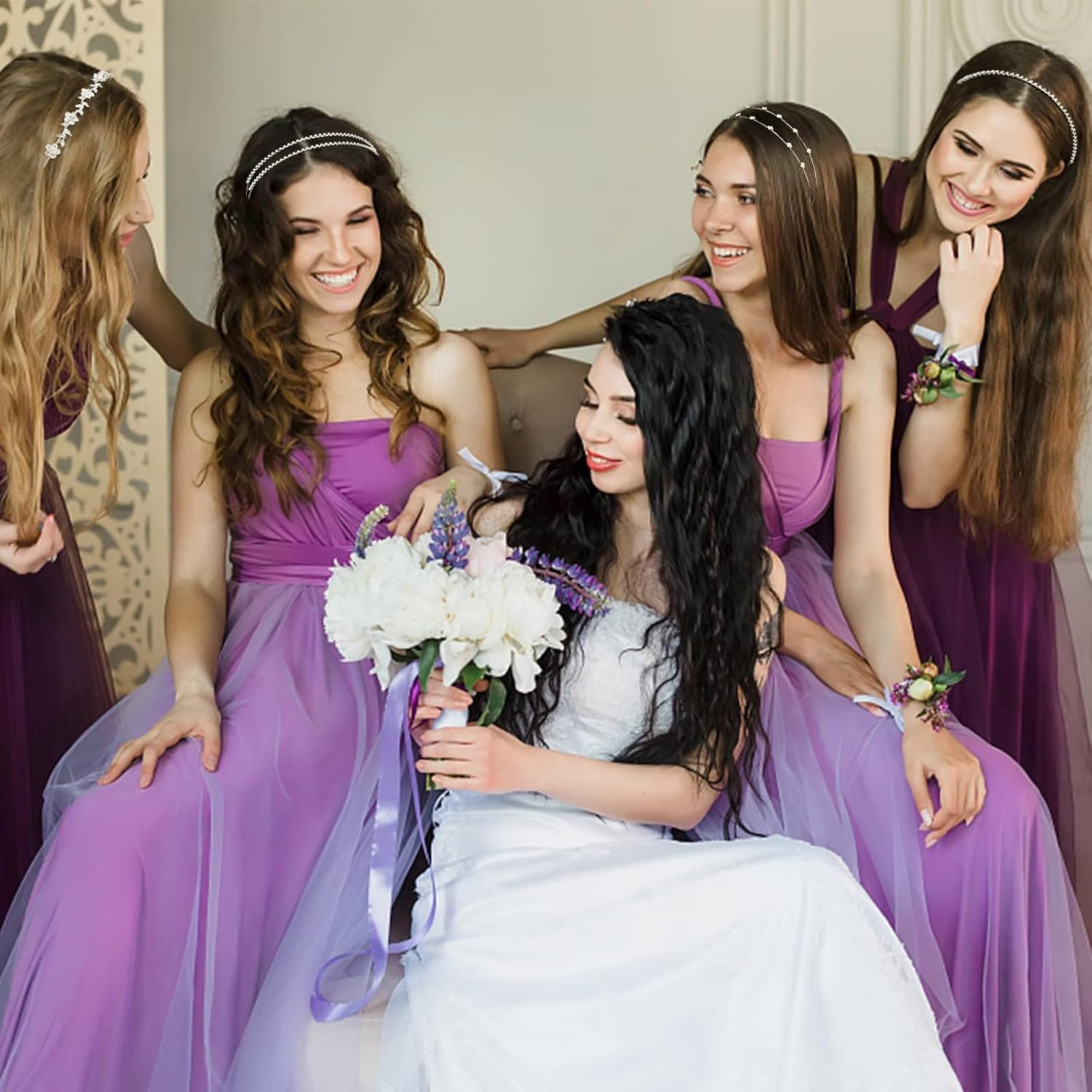 Rhinestone Headband 4 Pieces Rhinestone Glitter Sparkly Silver Headbands, Bridal Headband, Silver Hair Band, Women'S Hair Accessories, Wedding, Elegant and Stylish Headband, for Birthdays and Dates image number 5