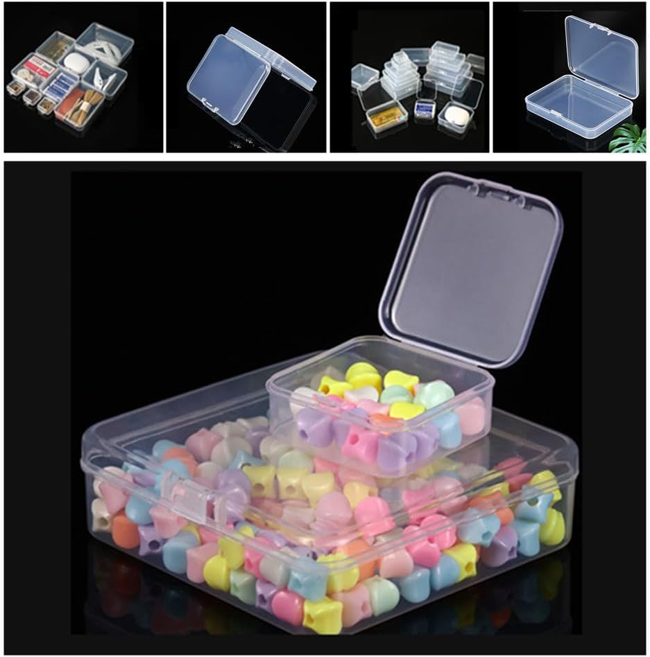 Mixed Sizes Rectangular Empty Plastic Box, 30 Pack Clear Plastic Beads Storage Containers Box Drawer Organizers with Lid for Small Items and Other Craft Projects image number 4