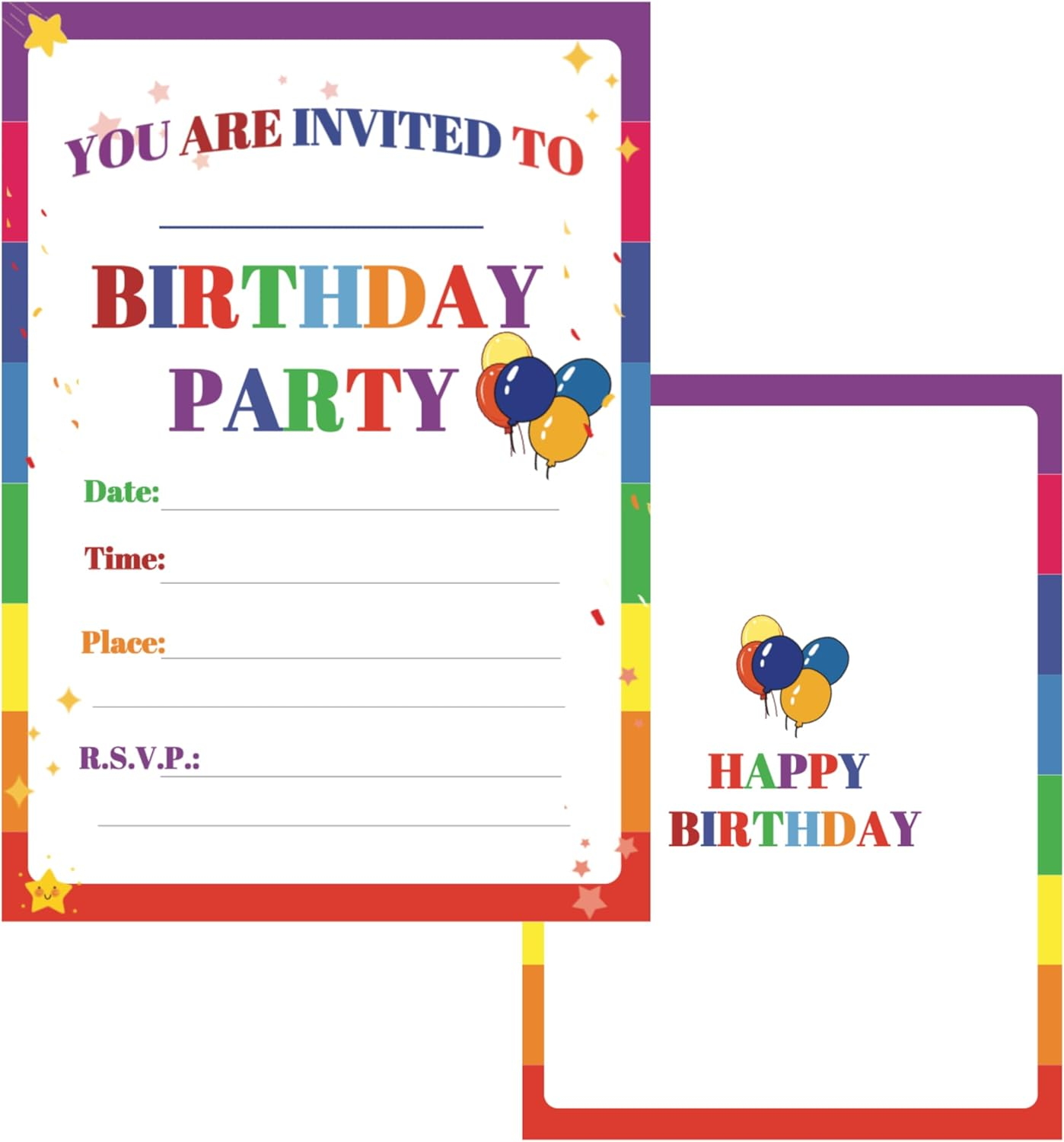 32 Birthday Invitation Cards,Uniquely Designed Birthday Cards for Children,Men, Women and Kids (Multicolor)