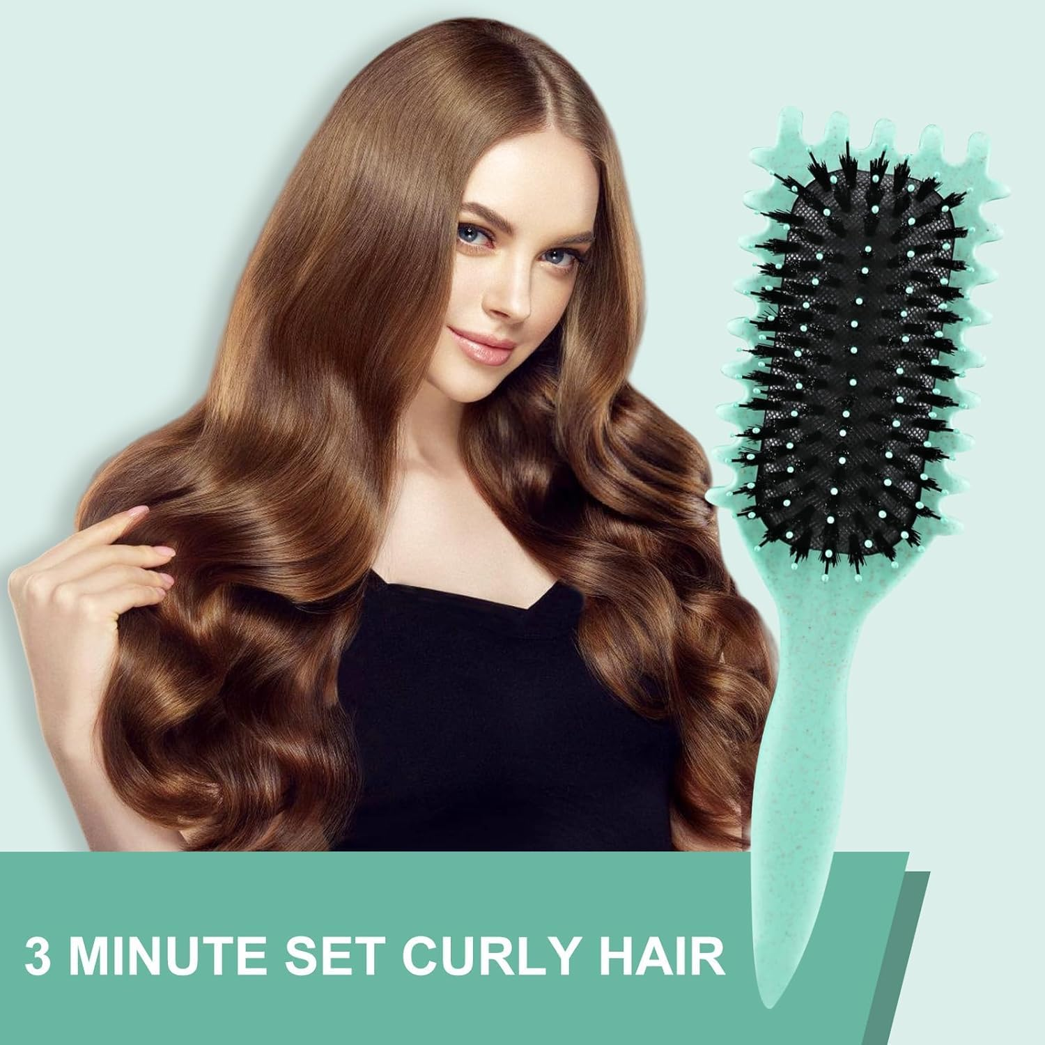 Curling Bounce Brush, Multifunctional Curling Brush, Bounce Curl Define Styling Brush, Green Curl Definition Brush, Curly Hair Comb Brush