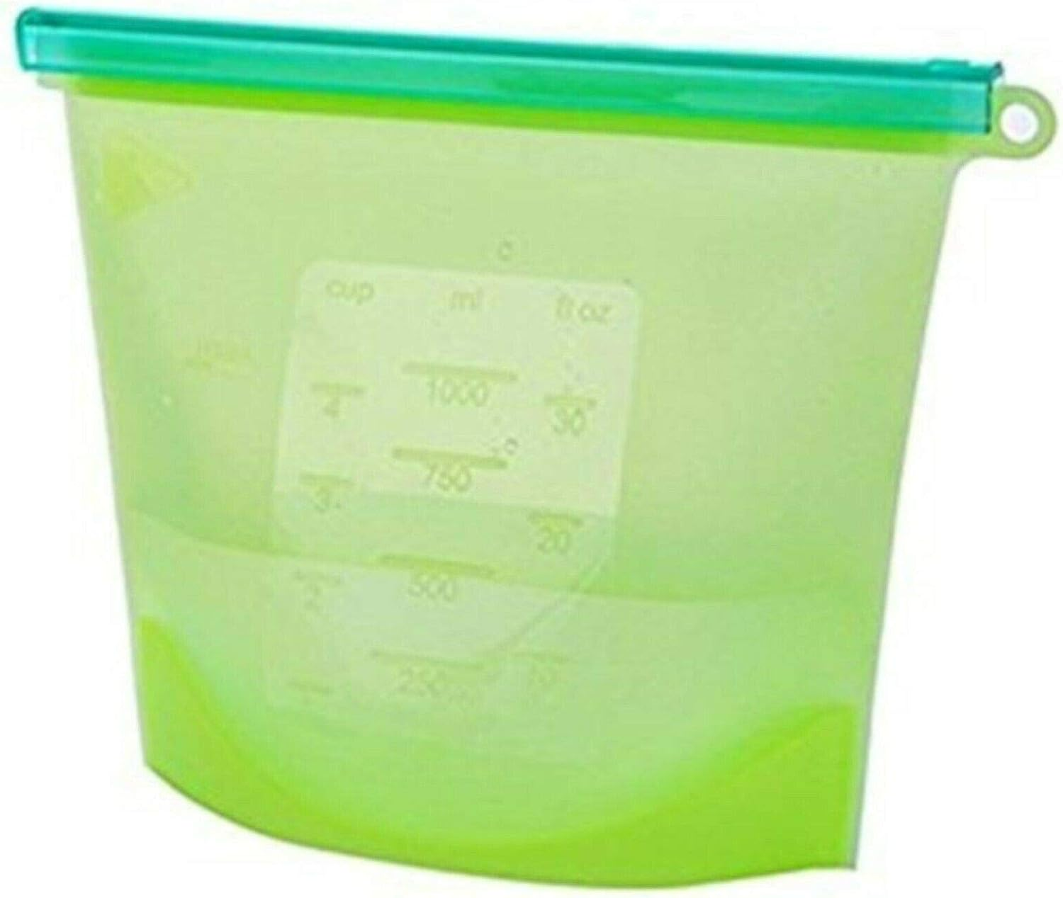 EZONEDEAL Reusable Food Storage Bags, Kitchen Storage Fridge Refrigerator Organiser Bags Zip Container Silicone Food Bags Microwave Dishwasher Freezer Oven Safe Food Preservation (1500Ml, 10Pcs Green)