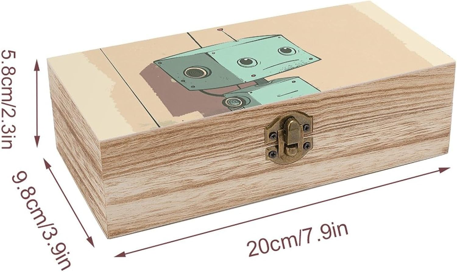 Robot in the Corner Wooden Box Wood Wedding Keepsake Boxes with Lids Small Decorative Boxes Lightweight Wooden Memory Storage Box for Crafts Keepsakes Jewelry Photo Letter Storage image number 5