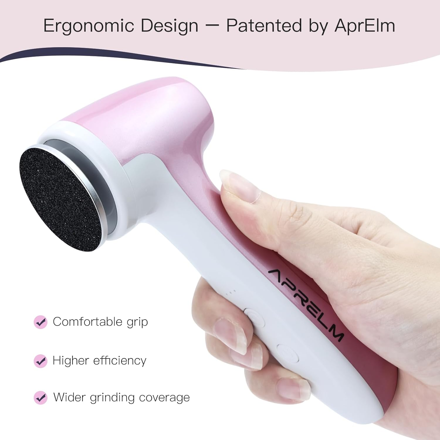 Aprelm Rechargeable Electric Foot Callus Remover with 3-Sizes 120Pcs Sandpaper Discs, Professional 1000RPM 3-Speed Control Electric Foot File (Pink) image number 2