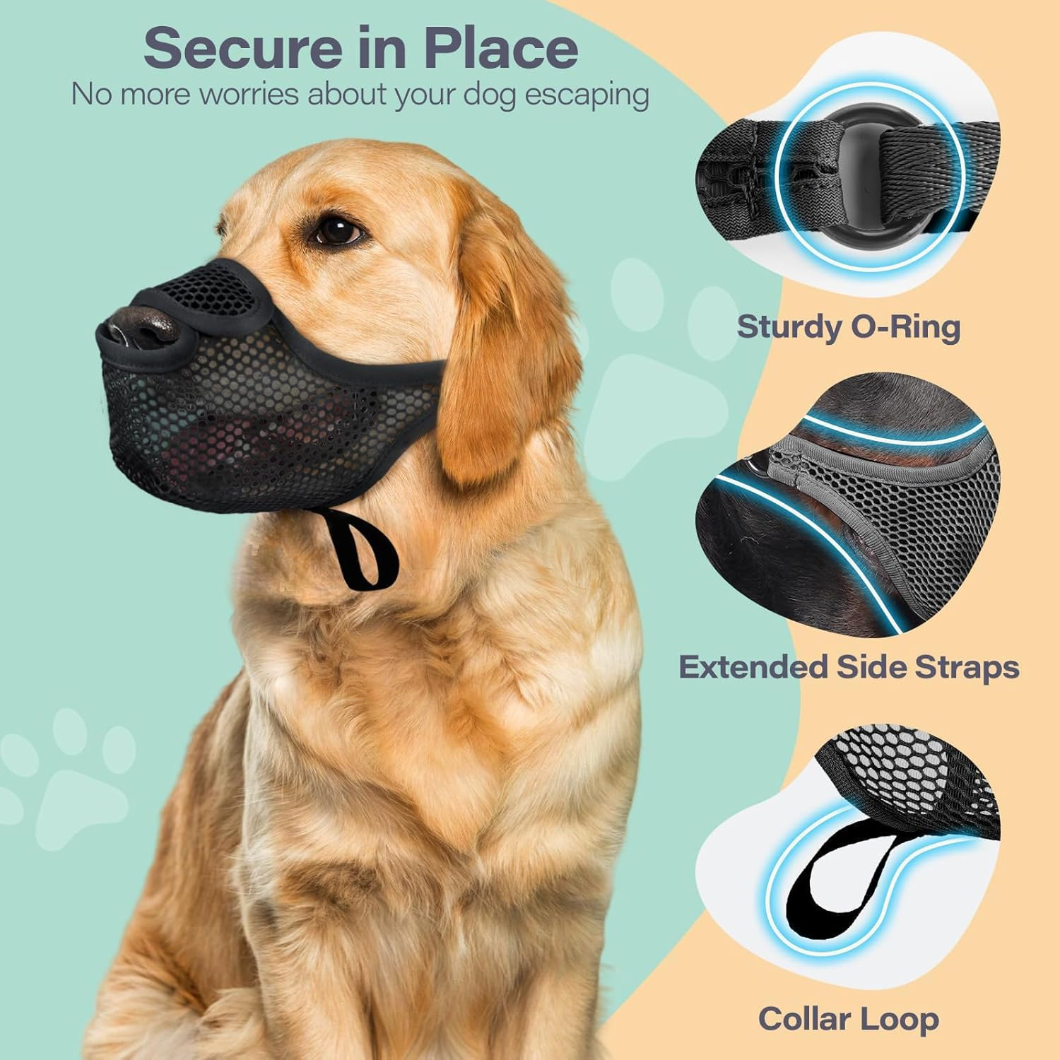 Dog Muzzle for Large Medium Small Dogs,Breathable Air Mesh Muzzle for Dog to Prevent Biting Chewing Licking Eating,Soft Dog Muzzle with Front Opening Design for Drinking Panting (S) image number 5