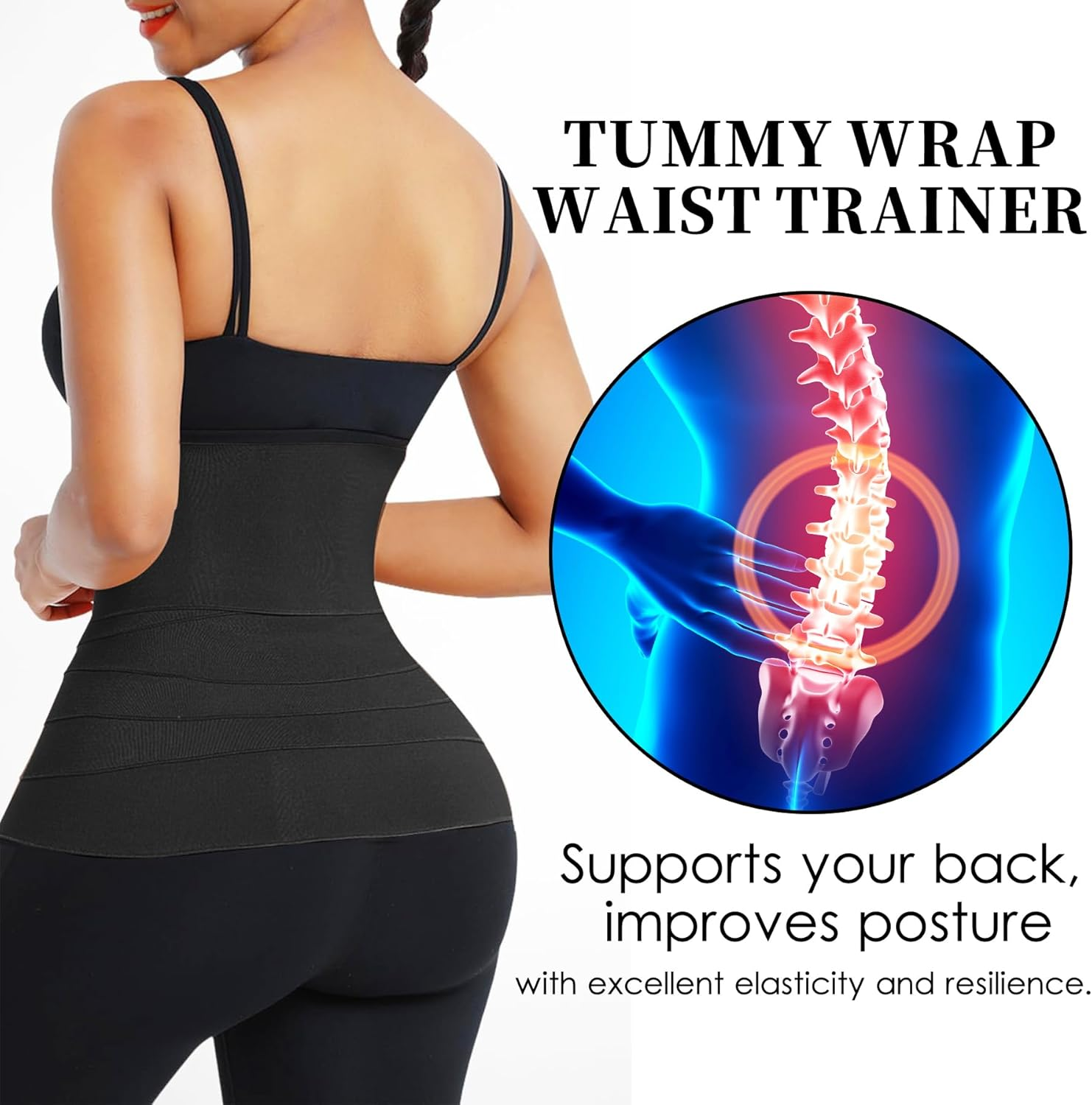 YTJYZB Waist Trainer for Women Weight Loss Tummy Control Sweat Sauna Slim Belly Belt, Adjustable Compression Waist Trimmer Wrap, Body Shaper Waist Cincher Trimmer Belt image number 2