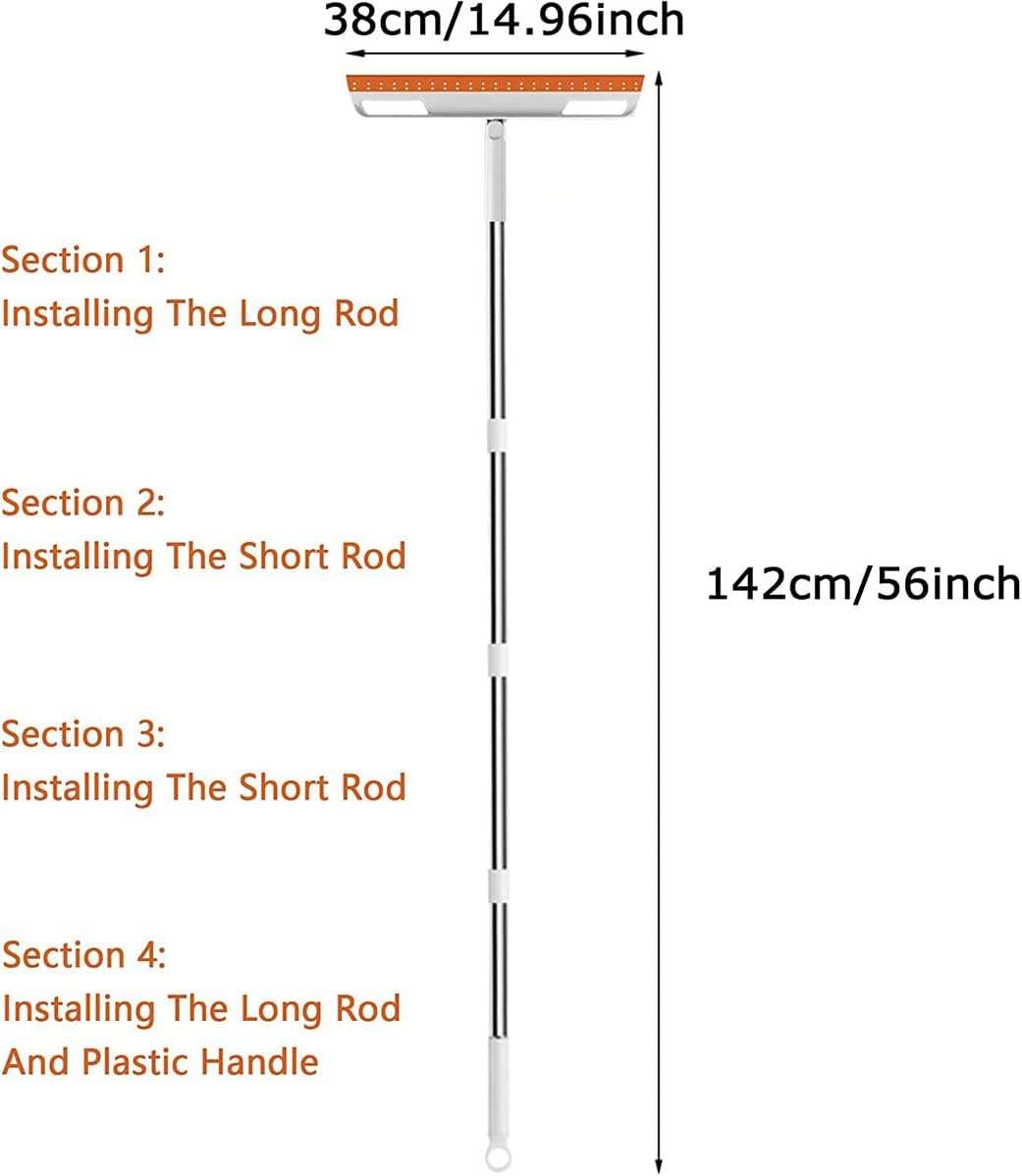 Floor Squeegee 56In Household Broom with 4 Removable Poles 180-Degree Adjustable Knuckle Joint Floor Wiper for Shower Bathroom Kitchen Water Foam image number 5
