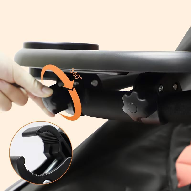 3 in 1 Universal Stroller Snack Tray, Stroller Cup Holder with Phone Holder, Stroller Snack Tray Attachment, Clip on Baby Stroller Accessories for Joggers, Umbrella & Wagons image number 4