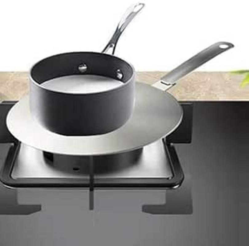 RUNZI 9.45Inch Heat Diffuser Stainless Steel Induction Diffuser Plate for Electric Gas Stove Glass Induction Cooktop Heat Diffuser with Removable Handle 24CM image number 2
