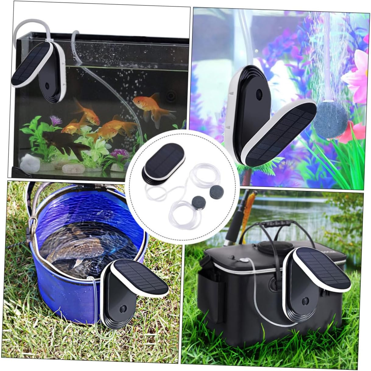 Homoyoyo Solar Powered Aerator Portable Oxygen Pump with Noise Reduction Lightweight Outdoor Air Pump for Fishing and Pool Oxygenation Continuous Use image number 1