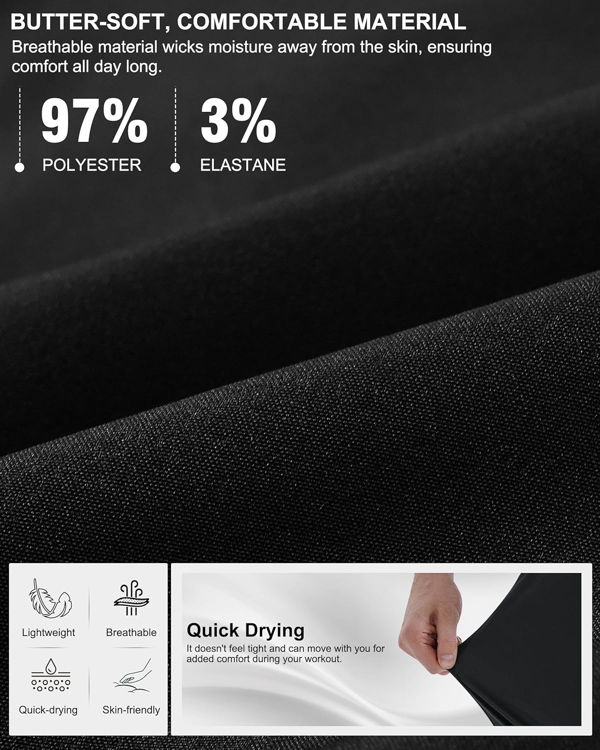 Gym Shorts for Men Quick Dry 3 Pack Running Shorts Fitness Sports Adult Pants Soft Breathable with Pockets image number 3