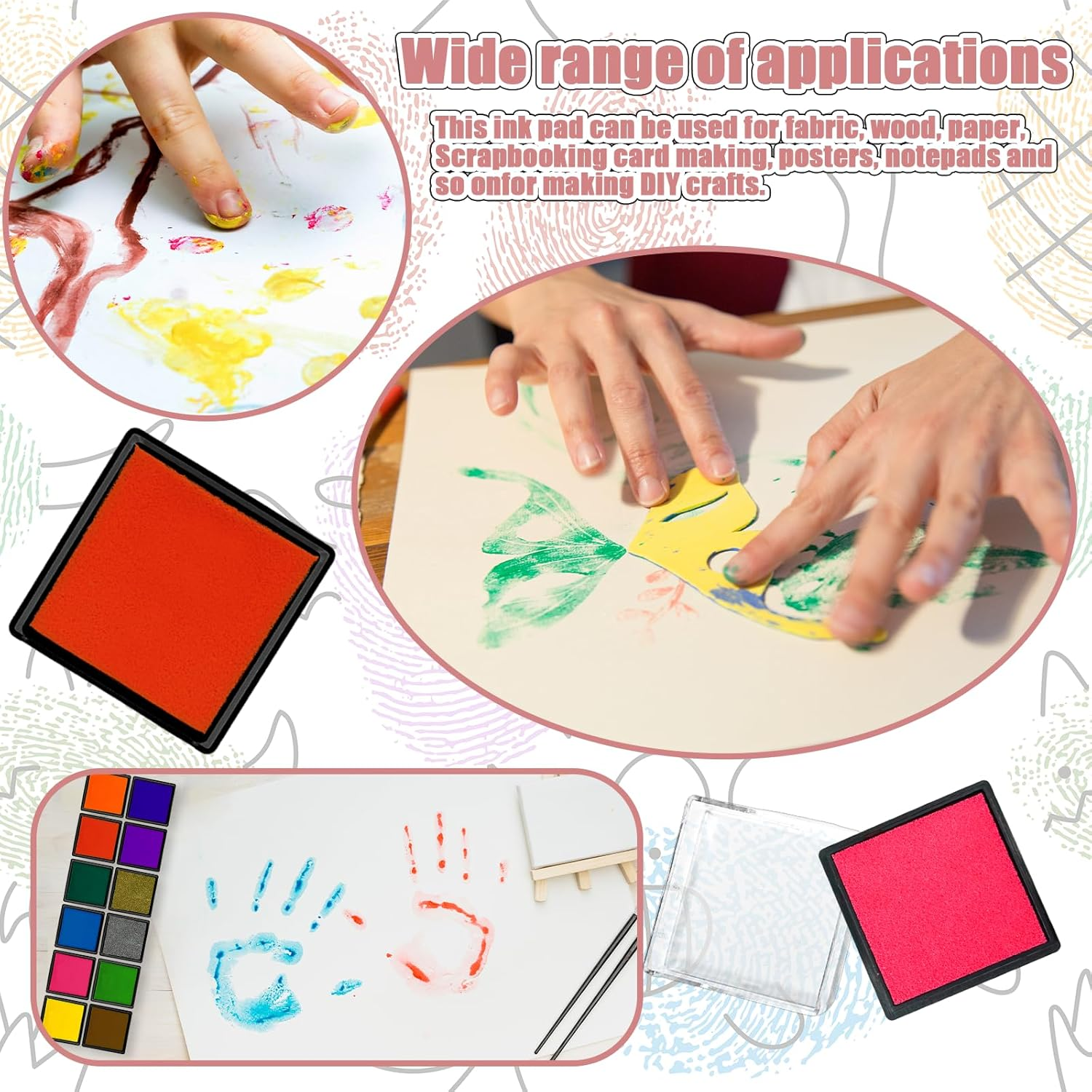 WELANE Colorful Ink Pads, 12 PCS Finger Stamp Pads for Paper, Wood, Fabric, Scrapbooking, Card Making (Assorted Colors) image number 3