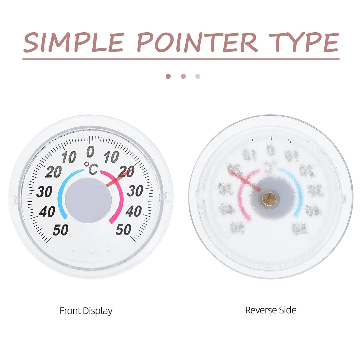 Yardenfun 4Pcs round Plastic Wall Temperature Gauge with Easy-Read Dial for Indoor Outdoor Use Accurate Pointer Thermometer for Home Garden Patio Office Monitoring Installation image number 4