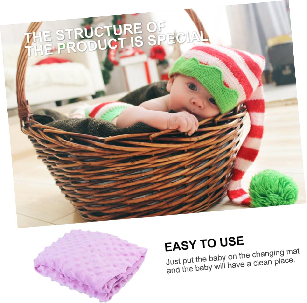 Baby Changing Pad Cover Breathable Cotton Cloth Purple Baby Diaper Changing Mat Cover for Massage Table - Purple image number 3