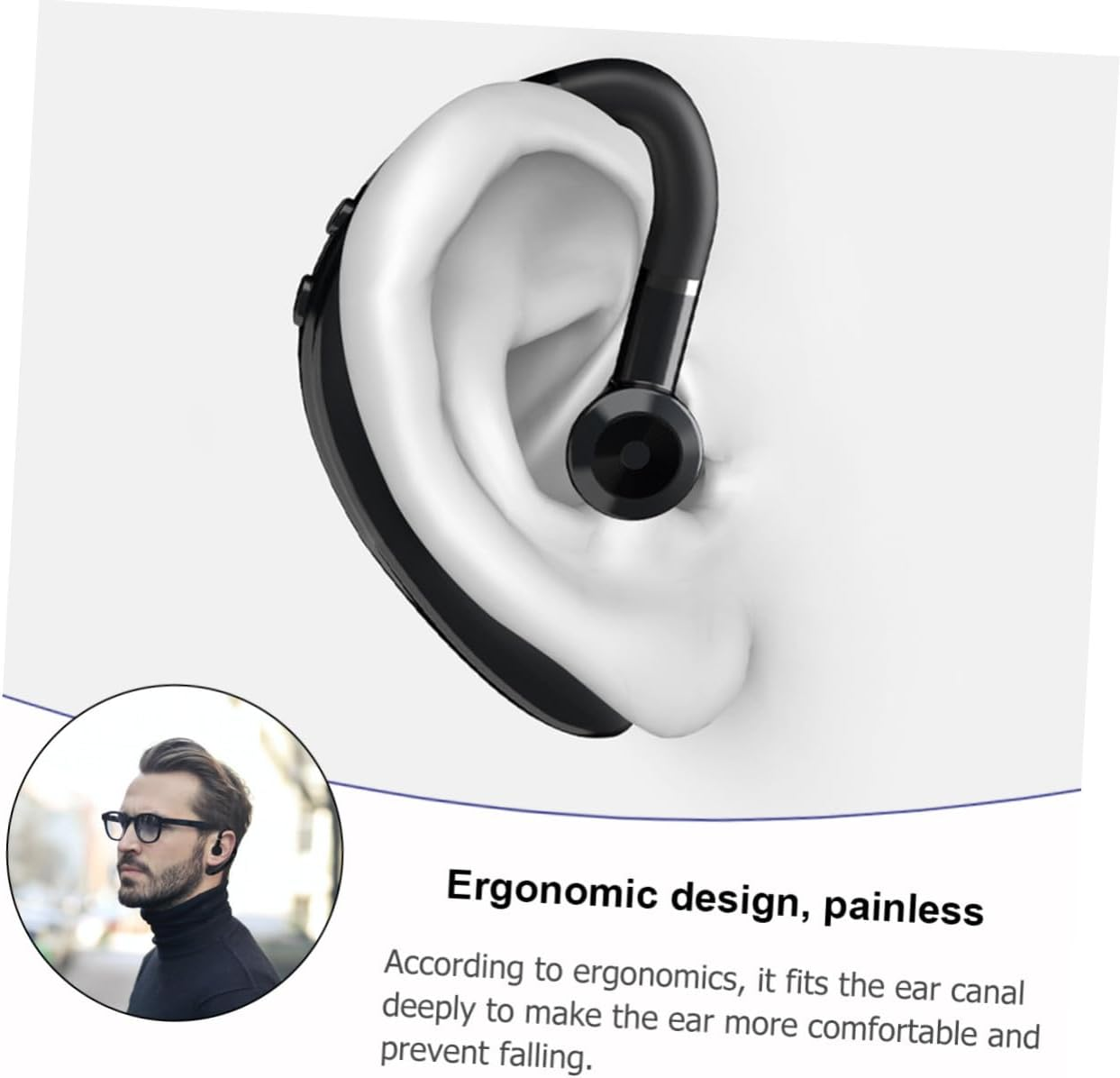 Operitacx Long Battery Life TWS Wireless Earphone Lightweight Driving Earpiece with Mic Workout Compatible Headset for Running and Exercise Black image number 5