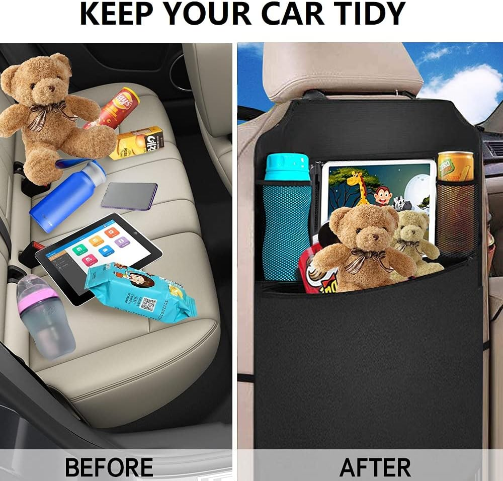 Premium Backseat Organizer for Kids 2 Pack, Waterproof and Stain Resistant Kick Mats Back Seat Protector, Durable Backseat Car Organizer with Tablet Holder+Storage Pockets image number 5