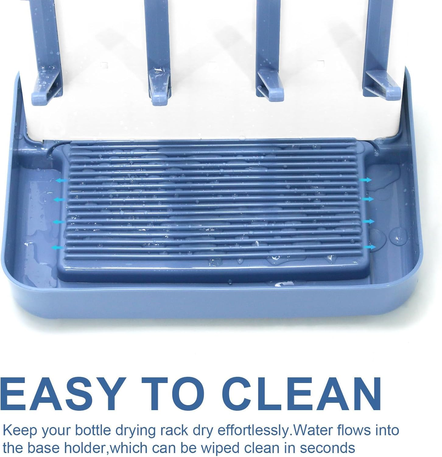 Baby Bottle Drying Rack Space Saving, Large Vertical Baby Bottle Storage Organizer & Bottle Dryer Rack for 12 Pc 8 Oz Bottles and Baby Accessories,Pump Parts,Pacifiers or Brush Stand - Blue