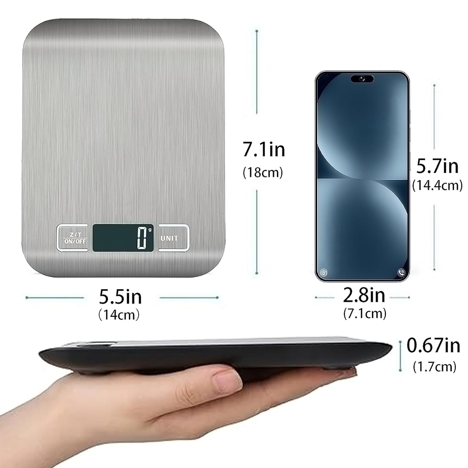 Food Kitchen Scale, Digital Grams and Ounces for Weight Loss, Bakings, Cooking, Meal Prep.High LCD Displayhaving Multiple Unit Conversions,Automatic Shutdown in 3 Minutes,304 Stainless Steel image number 4