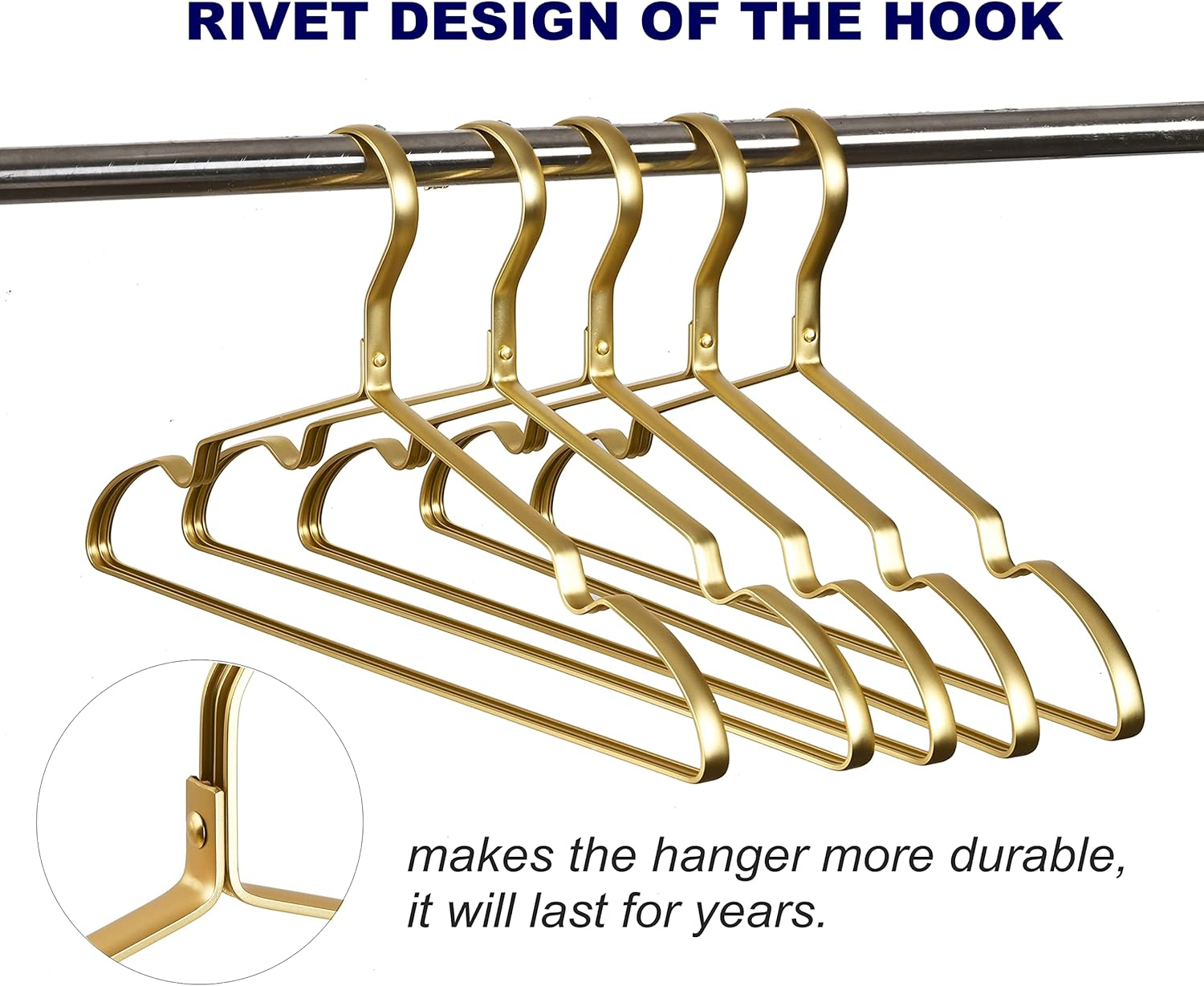 Amber Home Premium Matte Gold Aluminum Coat Hangers 20 Pack, 16.5&rdquo; Extra Smooth & Durable Metal Shirt Dress Hanger, Light & Sturdy Metal Rack for Jacket Trouser Pant Slack image number 6