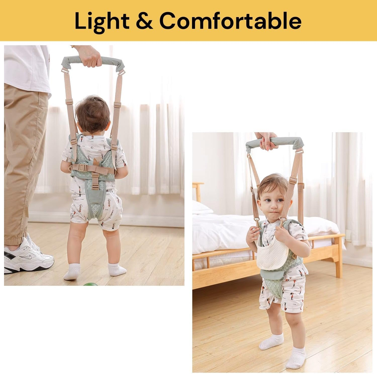 EZONEDEAL Walking Harness Adjustable Detachable, Walker Assistant Protective Belt Learning Walk Support Assist Trainer Tool - for 7-24 Month Old (Red) image number 5