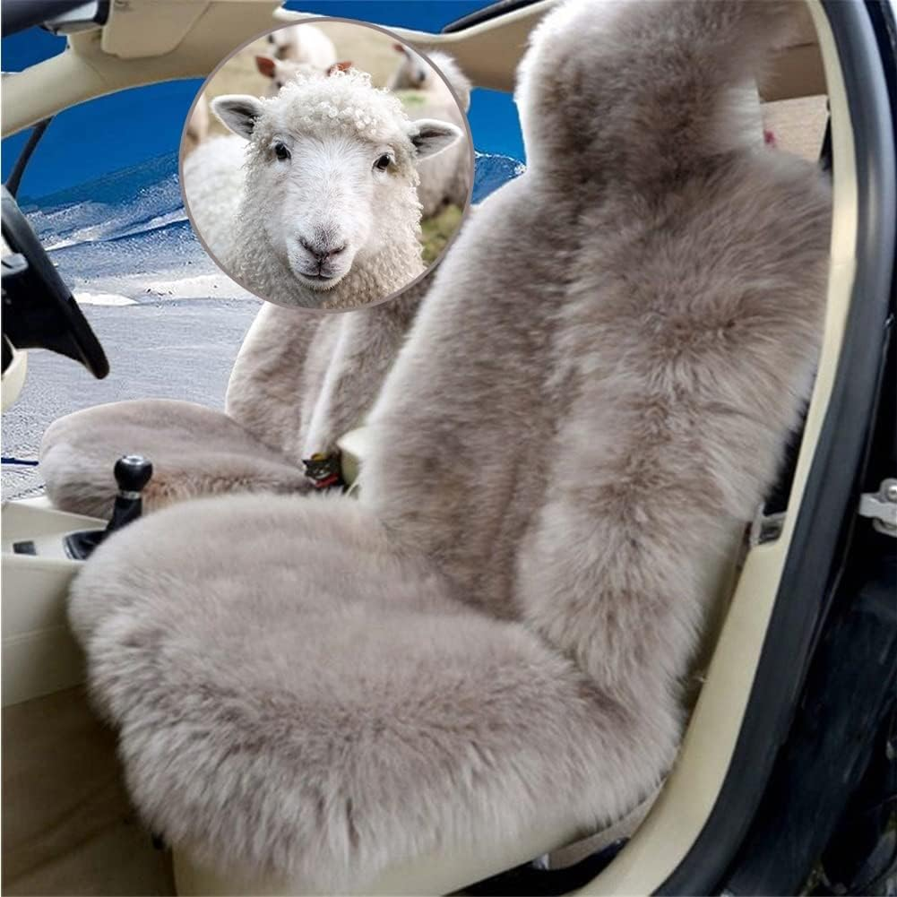 Lambskin Car Seat Cover - Universal Fur Front Seat Cover for Cars (One Piece)