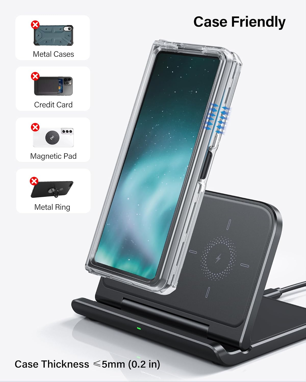 Swanscout Wireless Charger for Samsung Z Fold 7, Foldable Charging Station for Pixel 9 Pro Fold/Galaxy Z Fold 6/5/4/3/2/1, Wireless Charger Station for Samsung Z Fold Series (No Adapter)