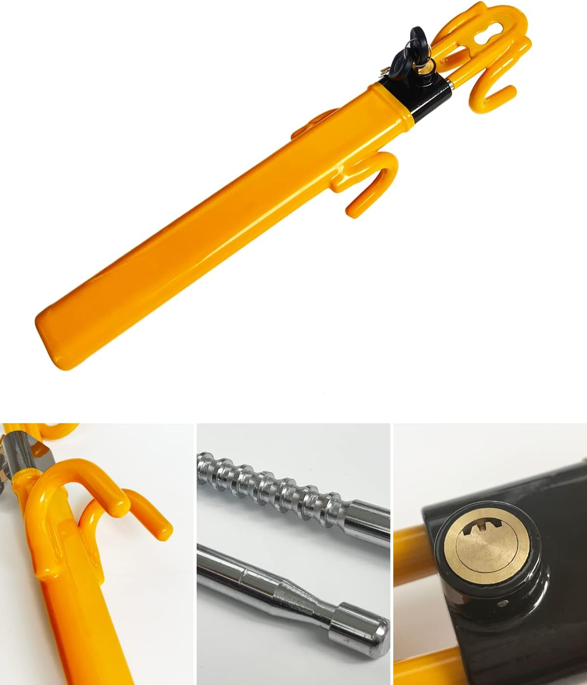 Steering Wheel Lock Anti-Theft Heavy Duty Secure Car Device, Adjustable Length Clamp Double Hook Locks, Universal Fit for Cars, Trucks, Vans and Suvs image number 4