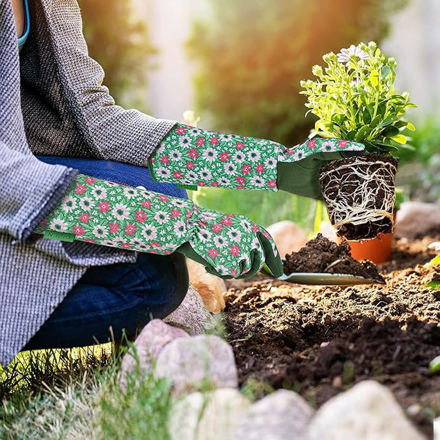 Gardening Gloves for Men & Women, Breathable Forearm Safety Work Long Gloves, Thorn Proof No Stab for Rose & Cactus Pruning, Digging, Planting image number 6