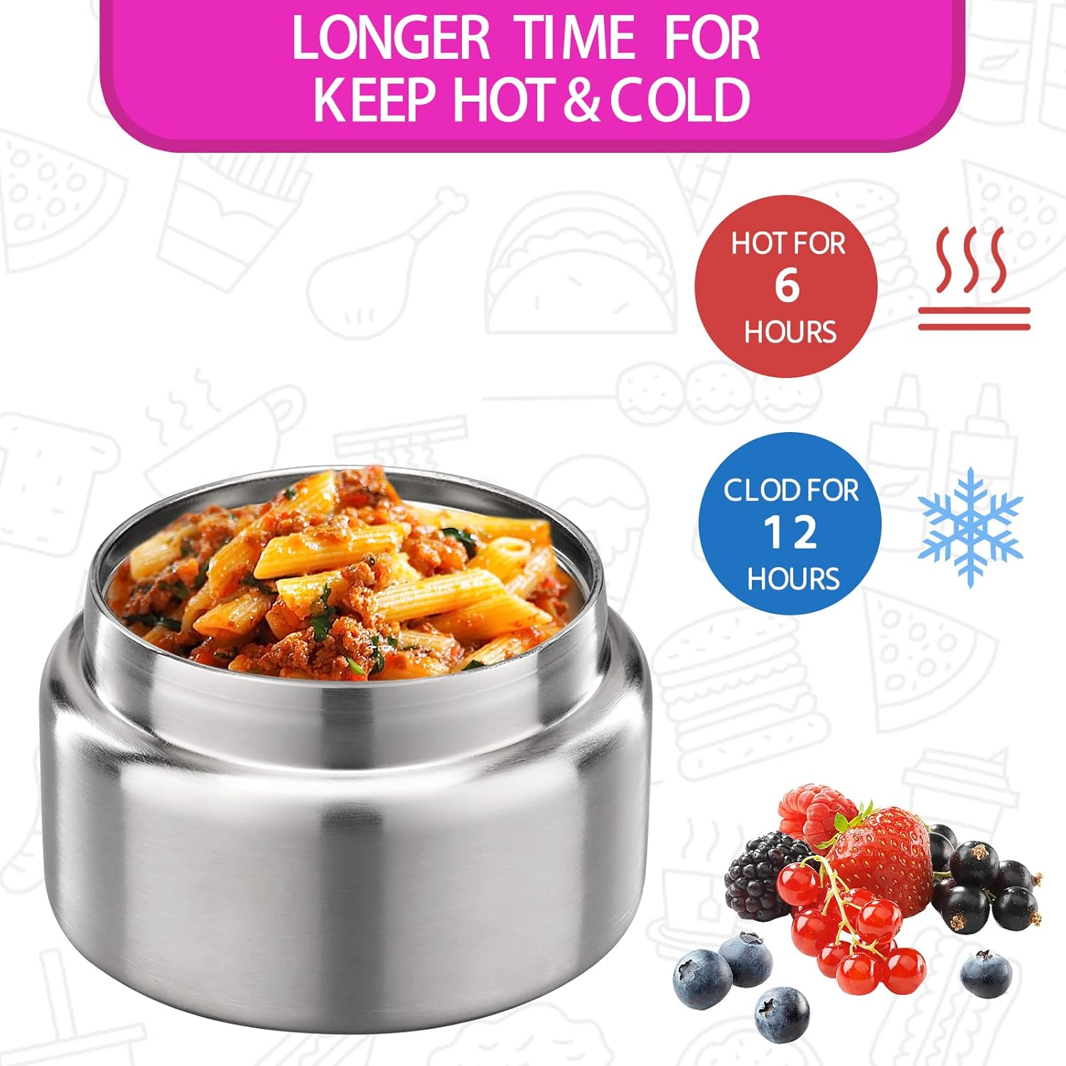 MAISON HUIS 8Oz Soup Thermo Wide Mouth Vacuum Insulated Thermo Food Jar, Leak Proof Stainless Steel Food Thermo for Hot&Cold Food Kids Food Lunch Soup Container for School Travel(Purple)