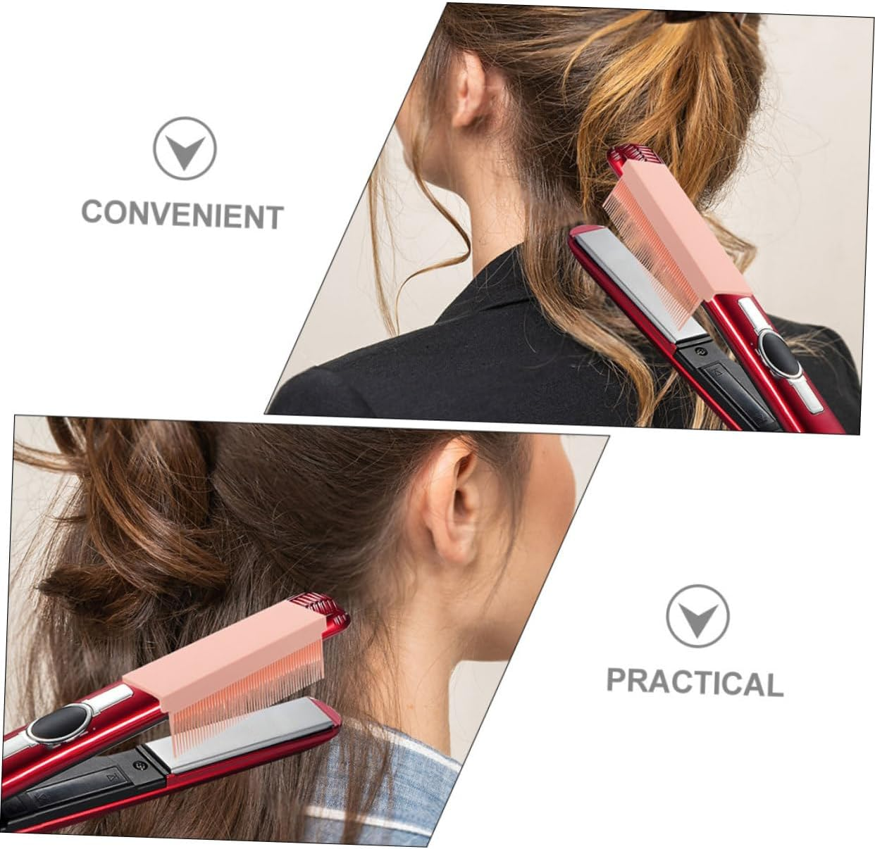 BIUDECO 2Pcs Hair Straightening Brush Attachments Straightener Comb Iron Comb for Hair Straightener Tool image number 4