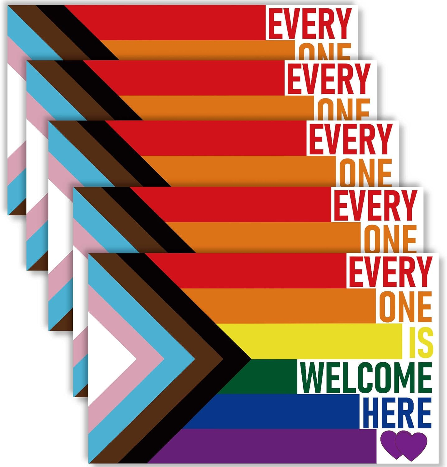 5 PCS Everyone Is Welcome Here Progress Pride Flag Sticker,Lgbtq Rainbow Banner Decal for Car Bumper Window Laptop