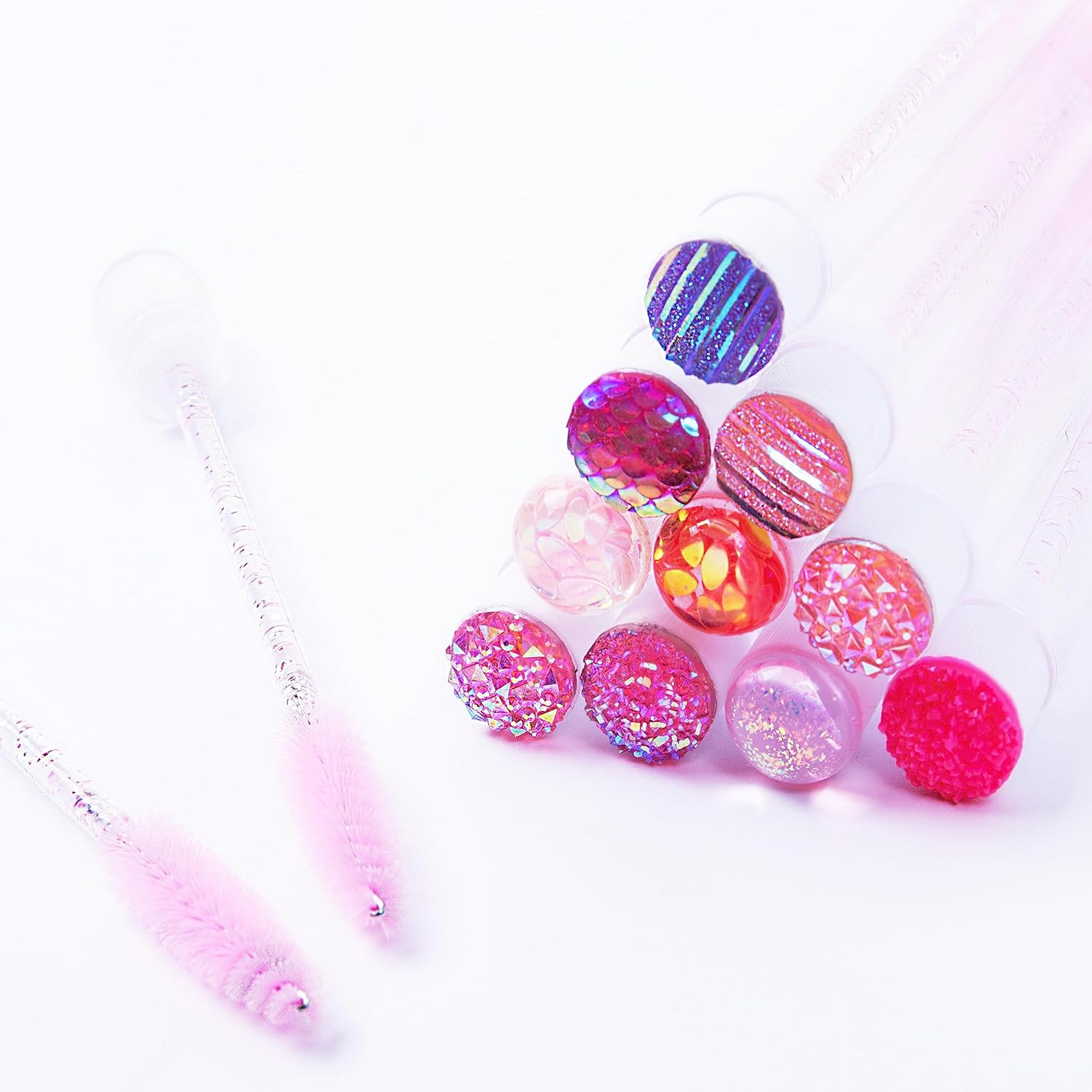 20-Piece Mixed Color Disposable Diamond Mascara Wands - Sanitary Tube Spoolies - Makeup & Eyebrow Applicator Kit